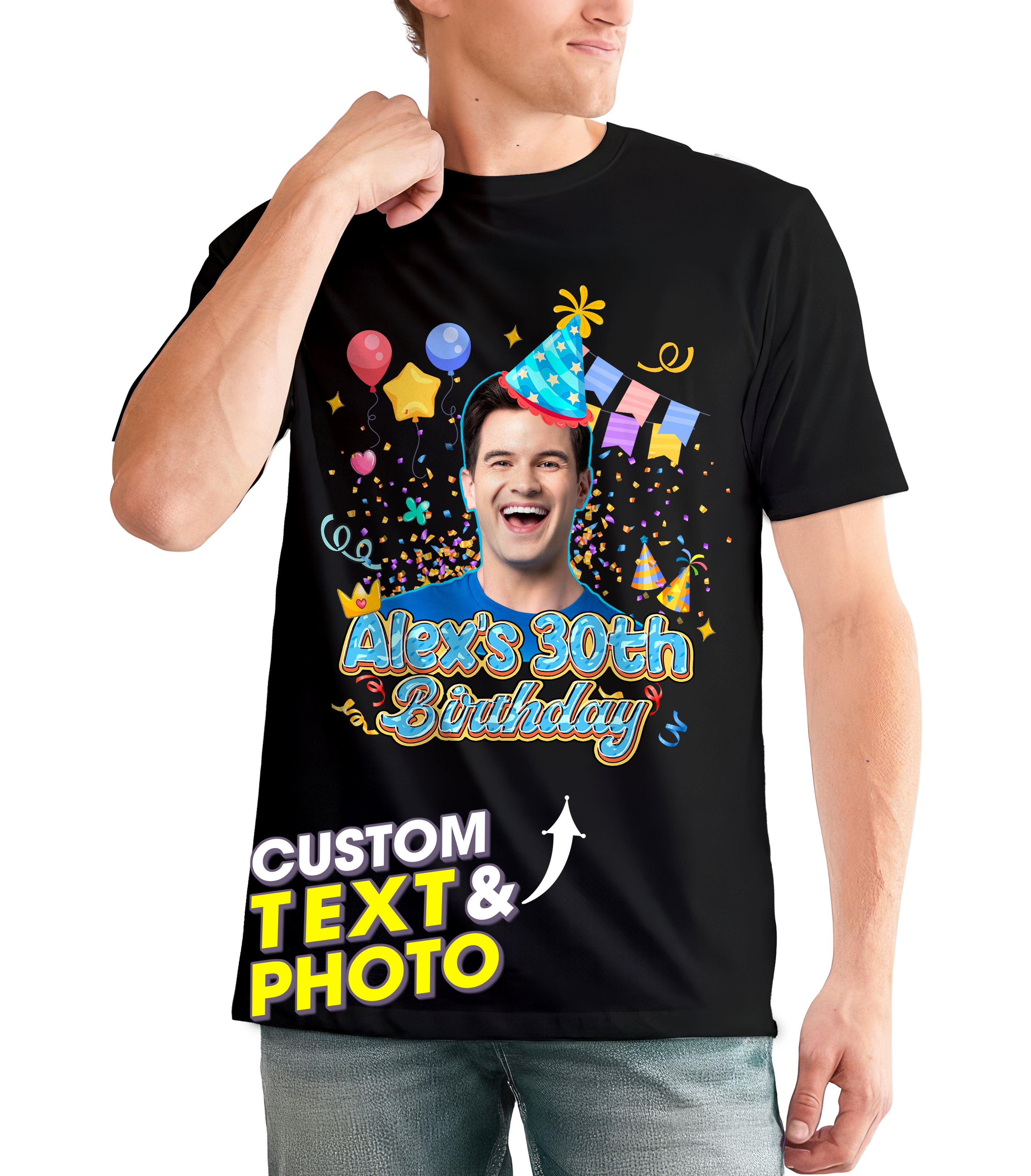 Custom Shirt with Face Birthday Shirts for Women Personalized Funny Birthday Shirt with Picture Shirts Custom Tshirt Customize Tshirt 30th for Women Men