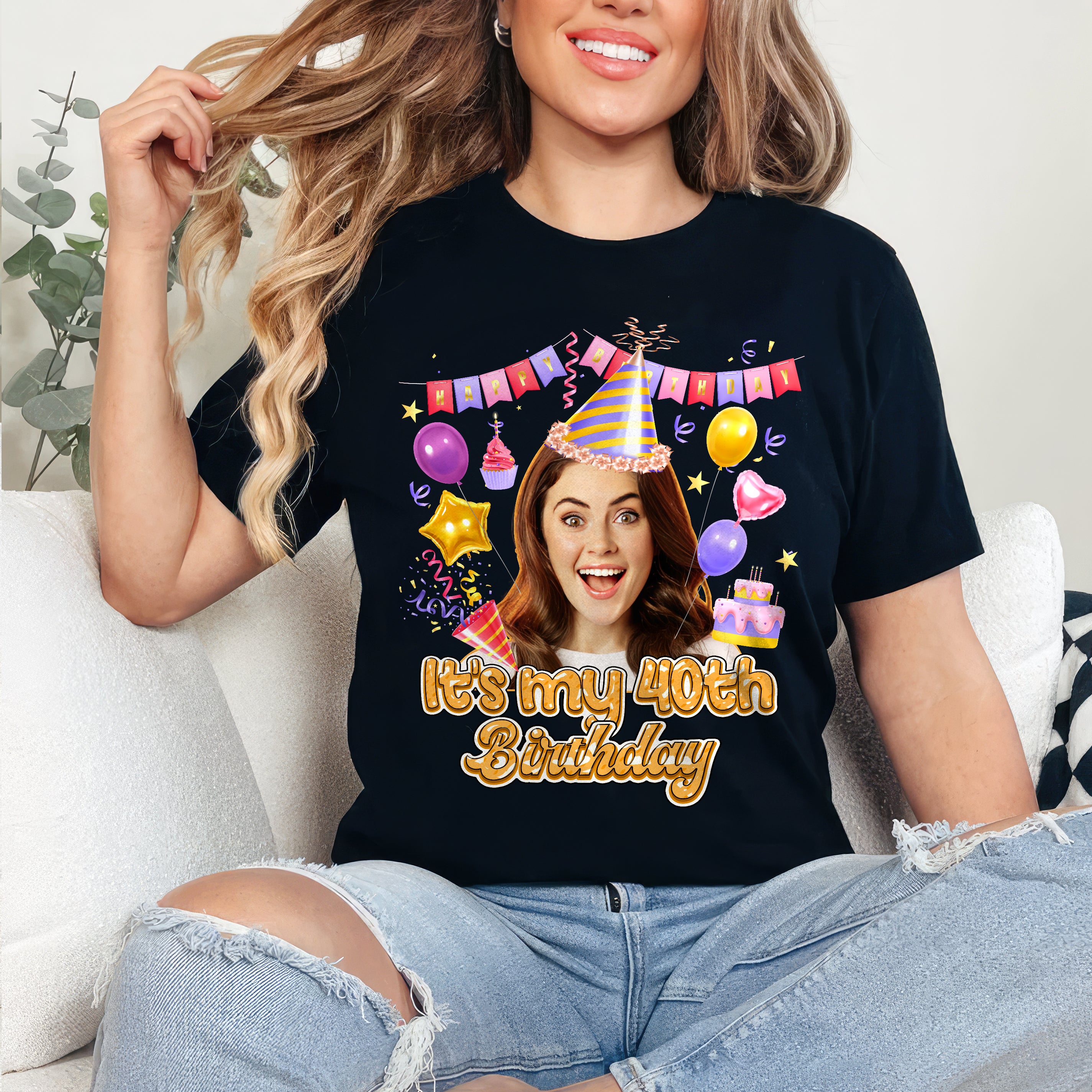 Custom Shirt with Face Birthday Shirts for Women Personalized Funny Birthday Shirt with Picture Shirts Custom Tshirt Customize Tshirt 30th for Women Men