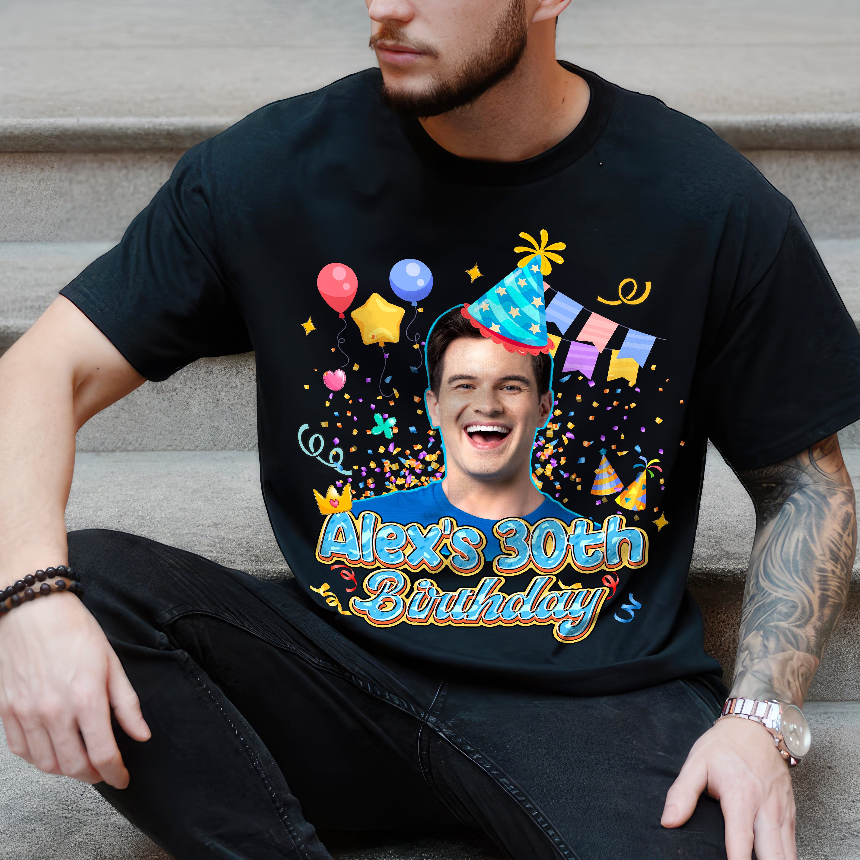 Custom Shirt with Face Birthday Shirts for Women Personalized Funny Birthday Shirt with Picture Shirts Custom Tshirt Customize Tshirt 30th for Women Men