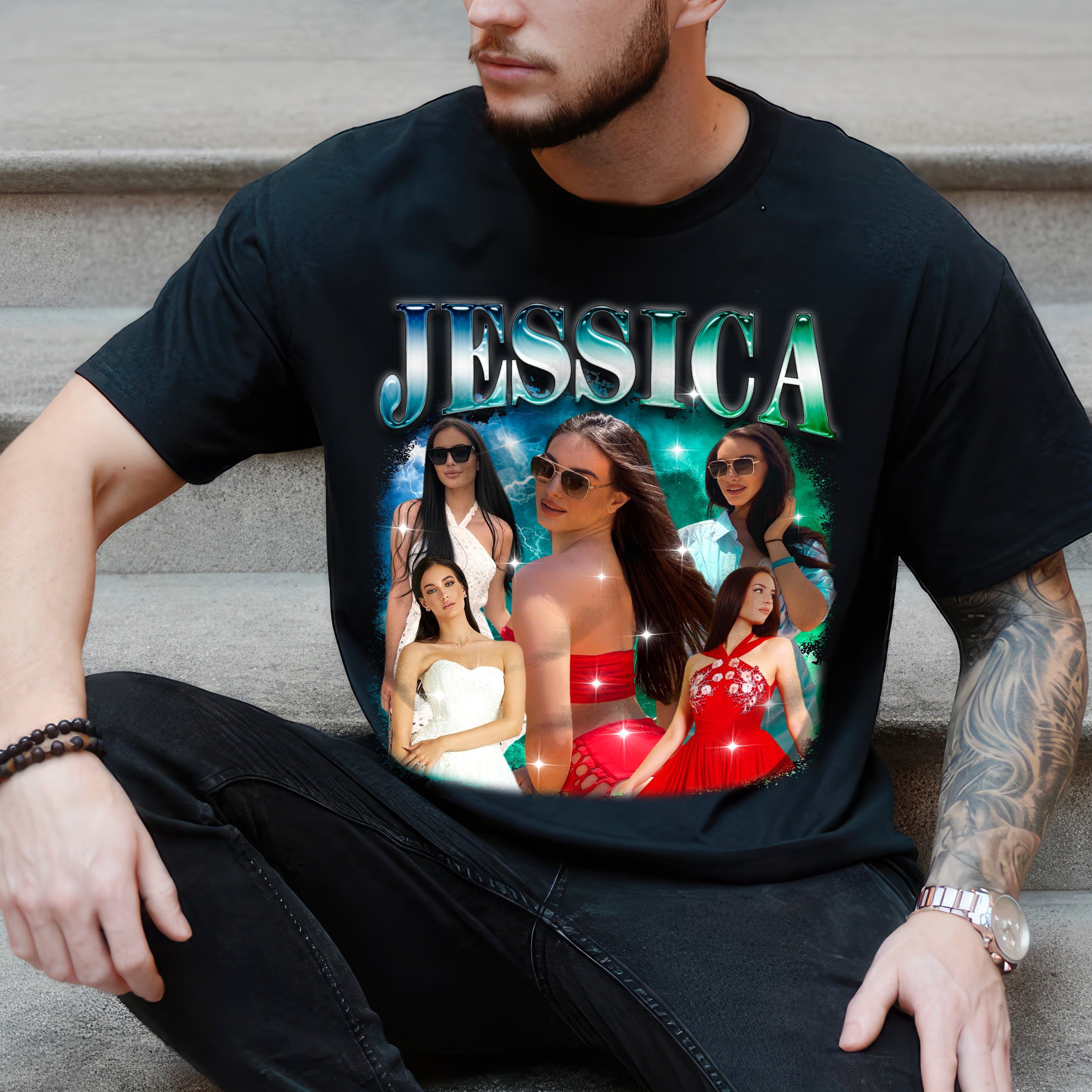 Custom Bootleg Rap Tee Shirt for Boyfriend and Girlfriend - Custom Graphic T-Shirts with Pictures for Valentine Day and Christmas