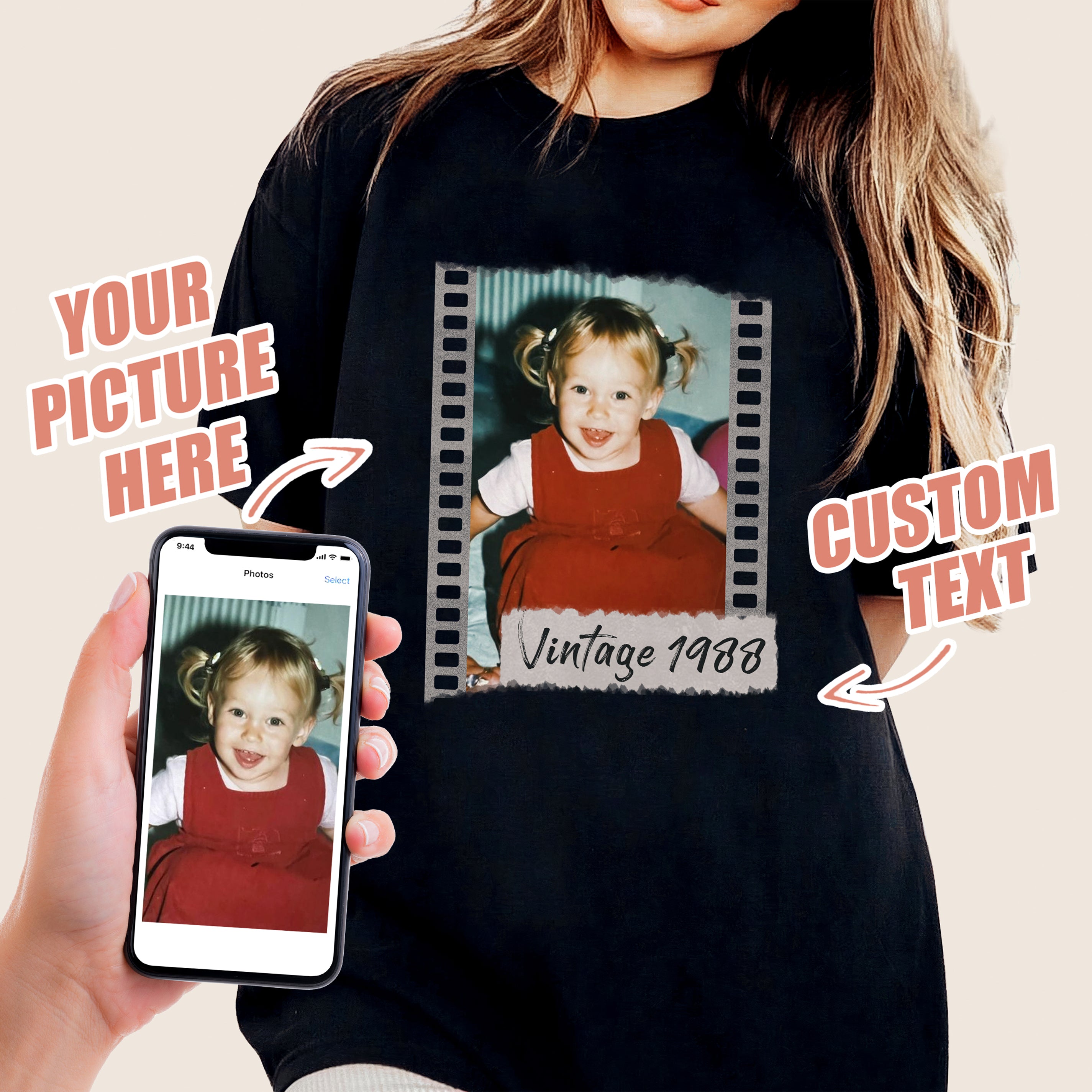 Custom Vintage Shirt with Picture on Shirt Birthday Custom Shirt Custom Face Shirt Vintage Tees for Women Customize Shirt with Photo Birthday Idea