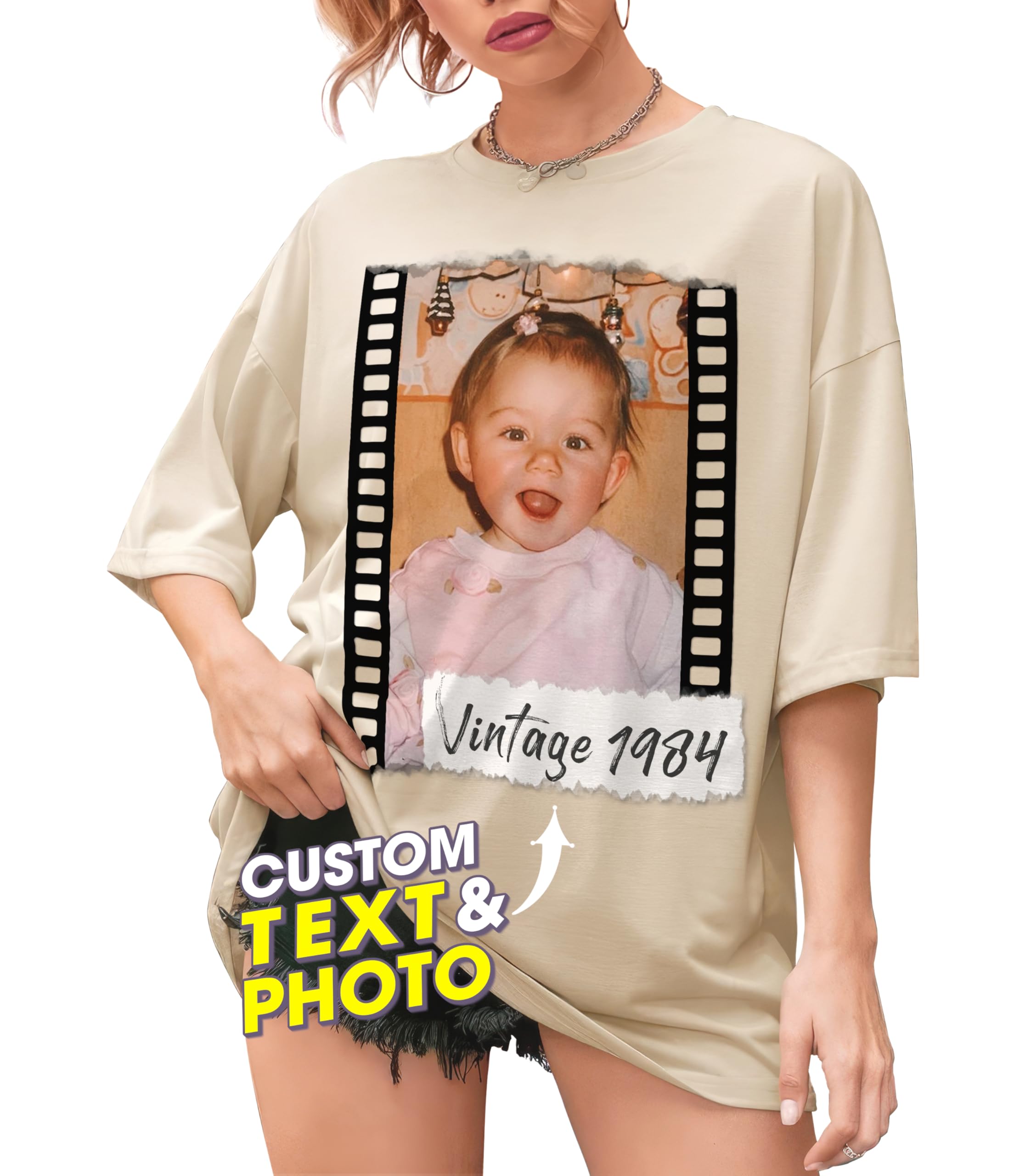 Custom Vintage Shirt with Picture on Shirt Birthday Custom Shirt Custom Face Shirt Vintage Tees for Women Customize Shirt with Photo Birthday Idea