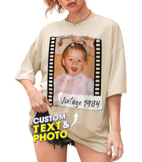 Custom Vintage Shirt with Picture on Shirt Birthday Custom Shirt Custom Face Shirt Vintage Tees for Women Customize Shirt with Photo Birthday Idea