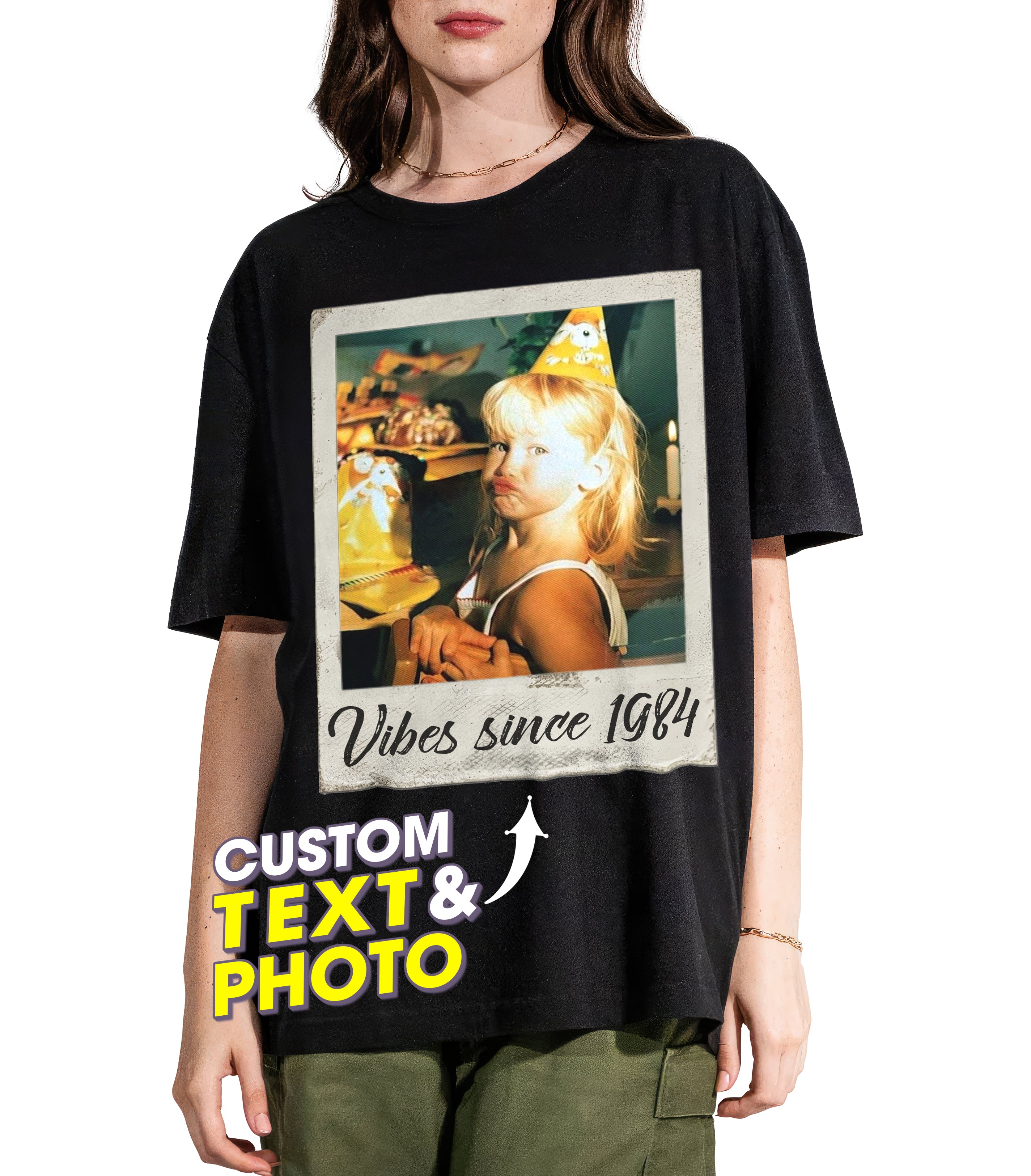 Custom Vintage Shirt With Photo and Year, Picture, Face Tees for Women - Gift for Birthday, Christmas, Thanksgiving