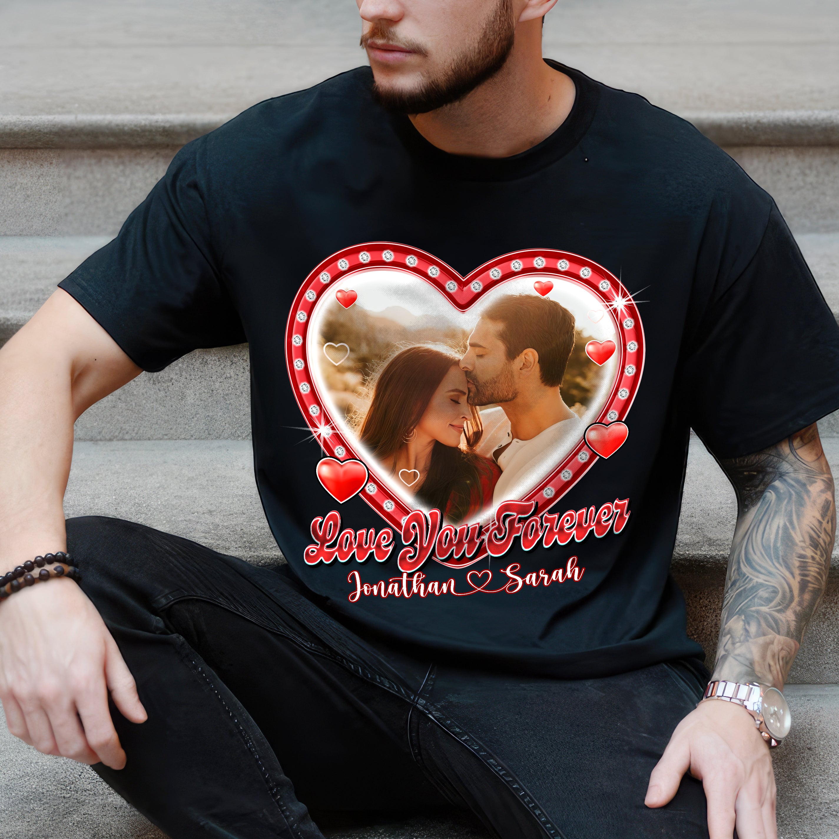 Custom Shirt with Picture Shirt Custom Girlfriend Face Shirt for Boyfriend Personalized I Heart My Girlfriend Boyfriend Shirt with Face Photo Tshirt for Couple Valentine Gift