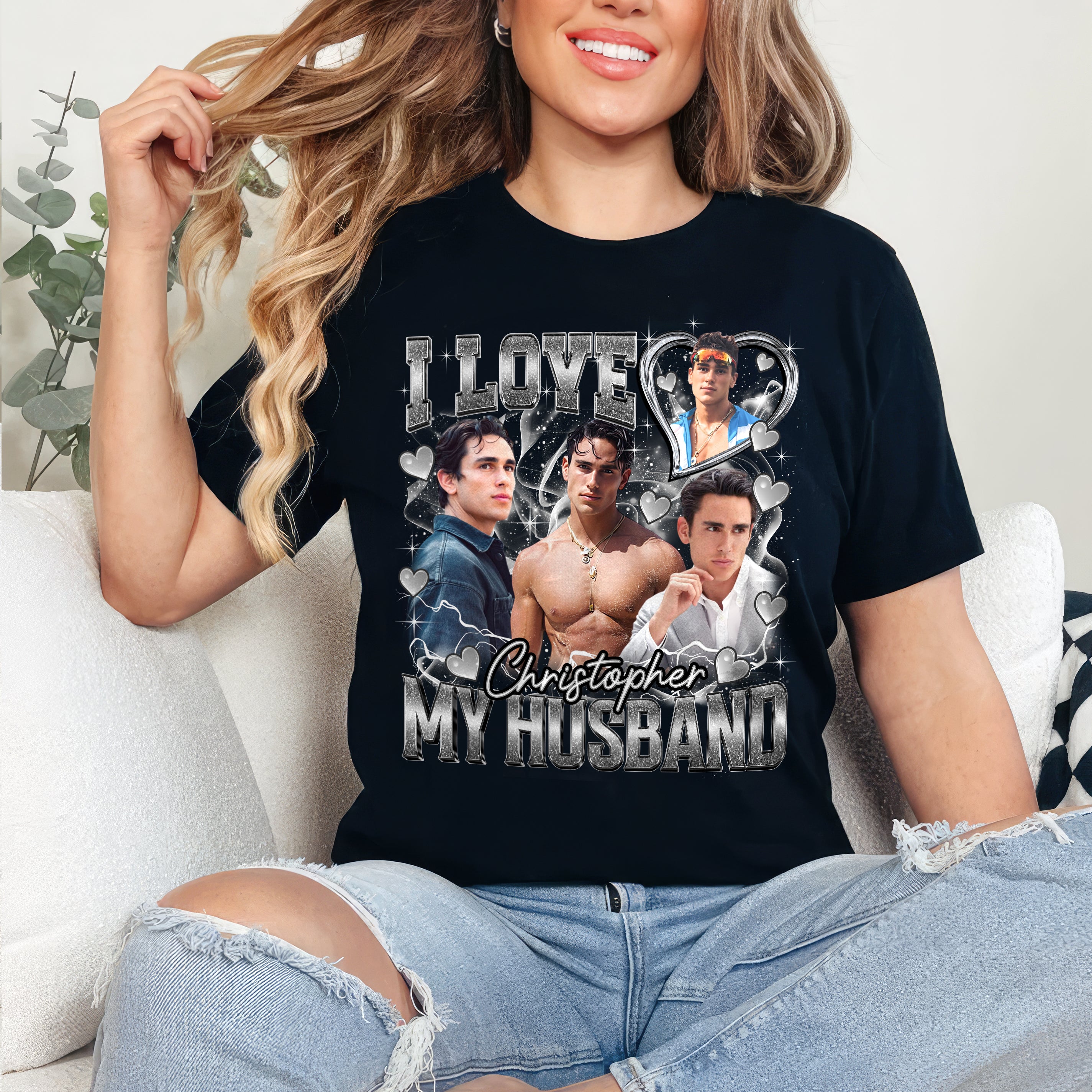 Custom I Love My Boyfriend Girlfriend Shirt with Photo I Love Custom Shirt Custom Bootleg Rap Tee Shirts for Boyfriend with Girlfriend Face on Shirt Custom Gift for Valentine