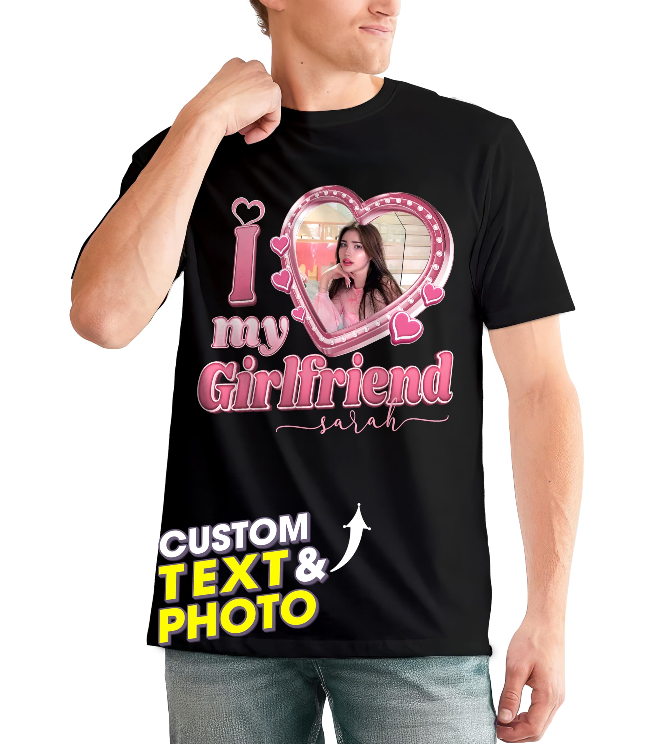 Custom I Love My Girlfriend Shirt with Picture for Boyfriend & Girlfriend Couple Valentine Christmas