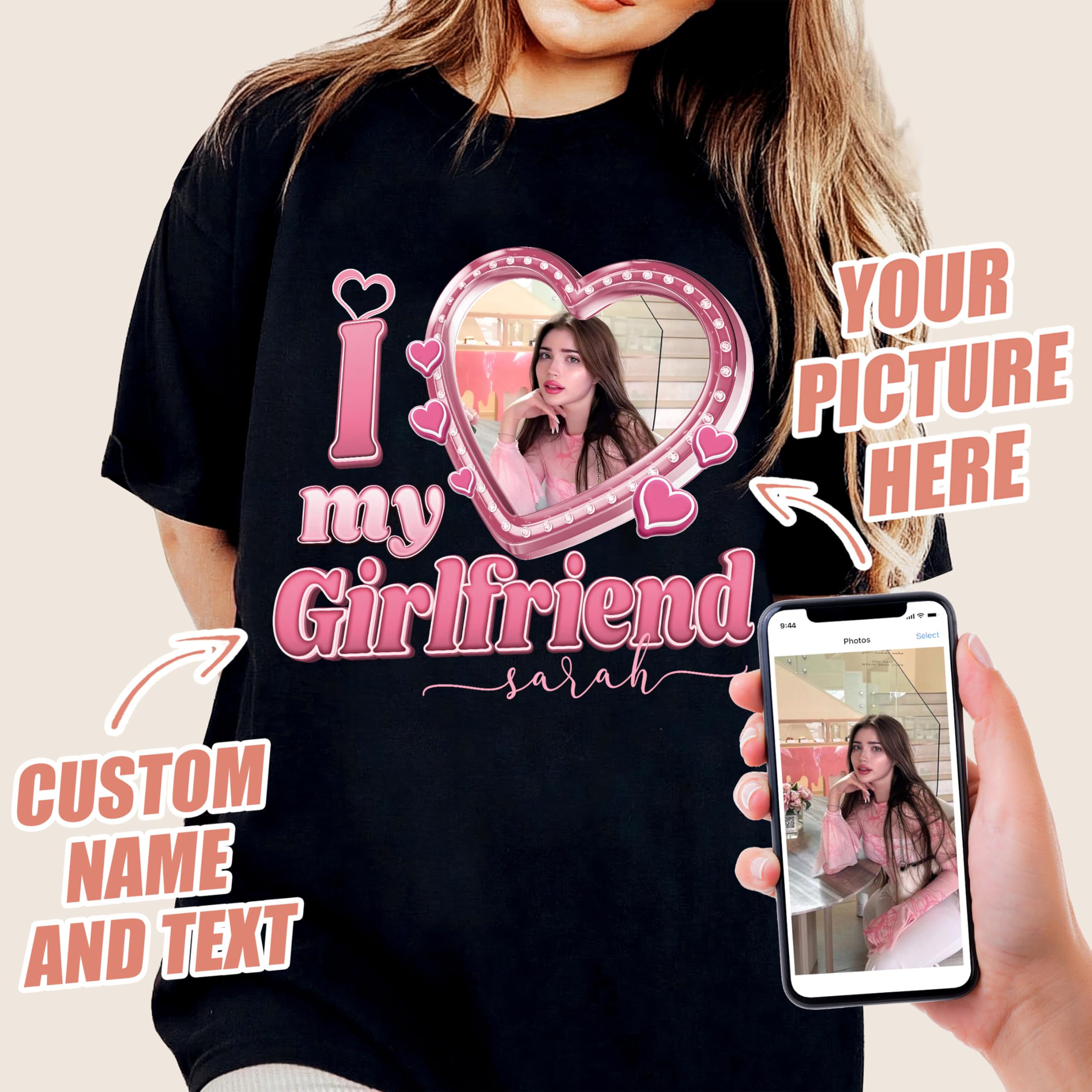 Custom I Love My Girlfriend Shirt with Picture for Boyfriend & Girlfriend Couple Valentine Christmas