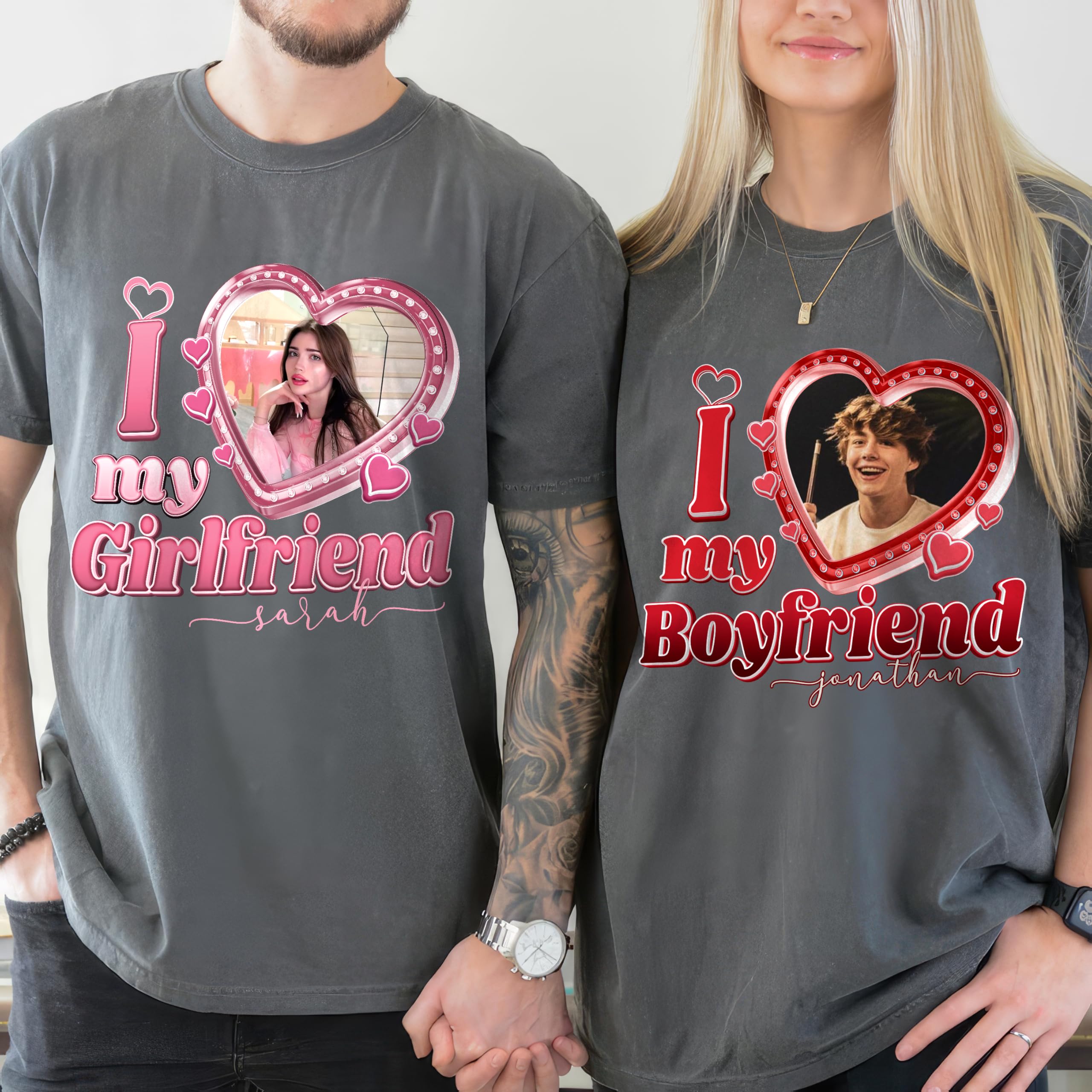 Custom I Love My Girlfriend Shirt with Picture for Boyfriend & Girlfriend Couple Valentine Christmas