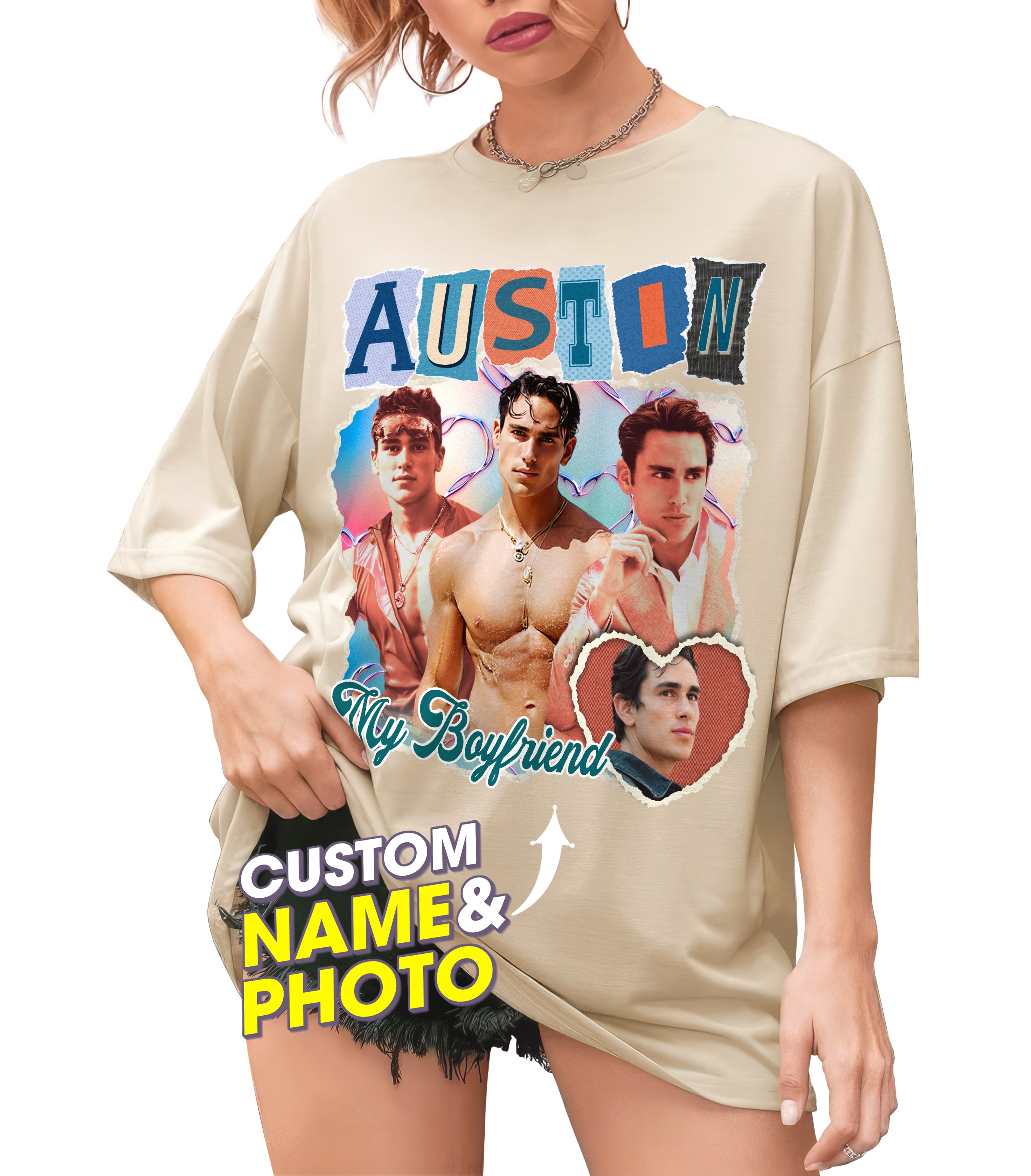 Custom Your Own Bootleg Rap Tee Girlfriend Shirt for Boyfriend Custom Face Tshirt Custom Photo Vintage Graphic Shirt Gift Idea for Christmas Valentine