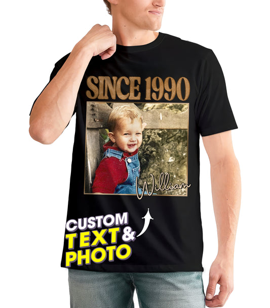 Custom Vintage Photo Shirt with Photo and Year Custom Birthday Picture Shirt with Face Tshirt Vintage Birthday Shirts for Women Personalized Gift for Christmas