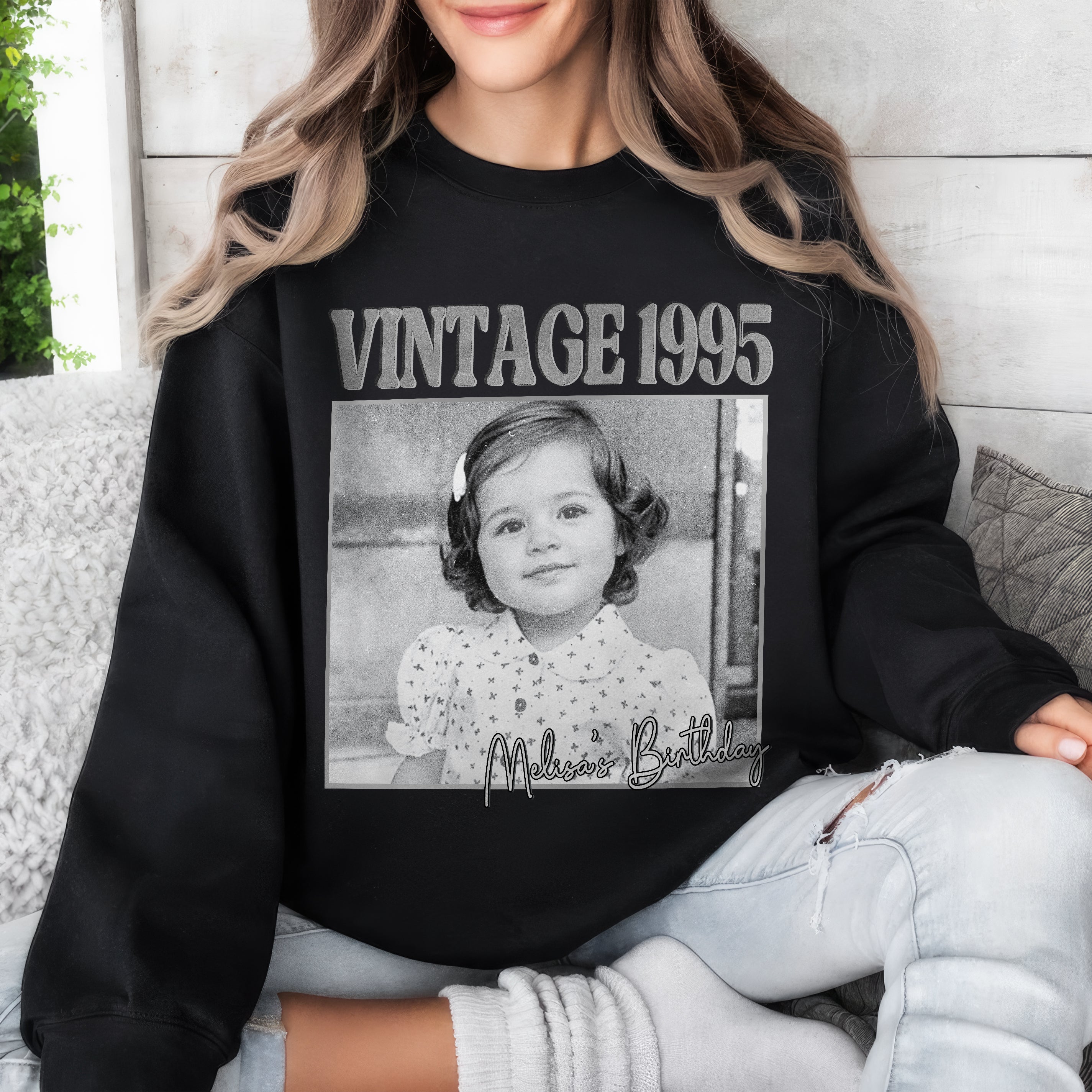 Custom Vintage Photo Shirt with Photo and Year Custom Birthday Picture Shirt with Face Tshirt Vintage Birthday Shirts for Women Personalized Gift for Christmas