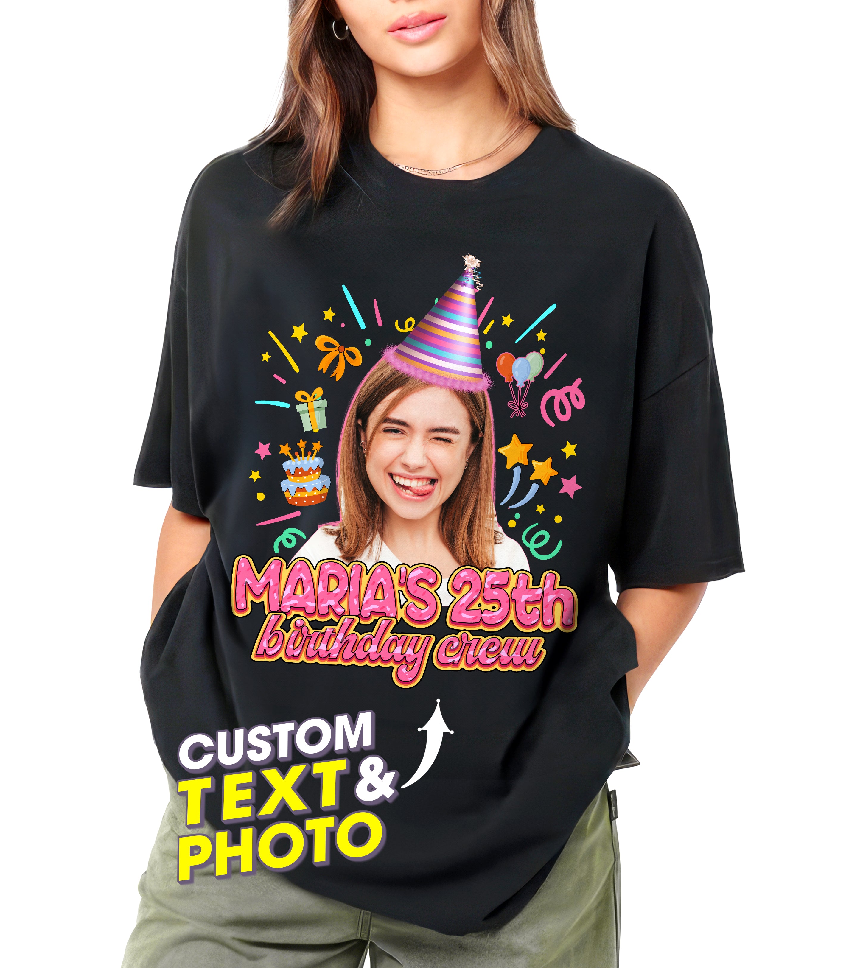 Custom Shirt with Picture Birthday Shirts for Women Custom Funny Birthday Face Tshirt for Group Picture Shirt with Photo Tshirt Customize Tshirts for Women Men