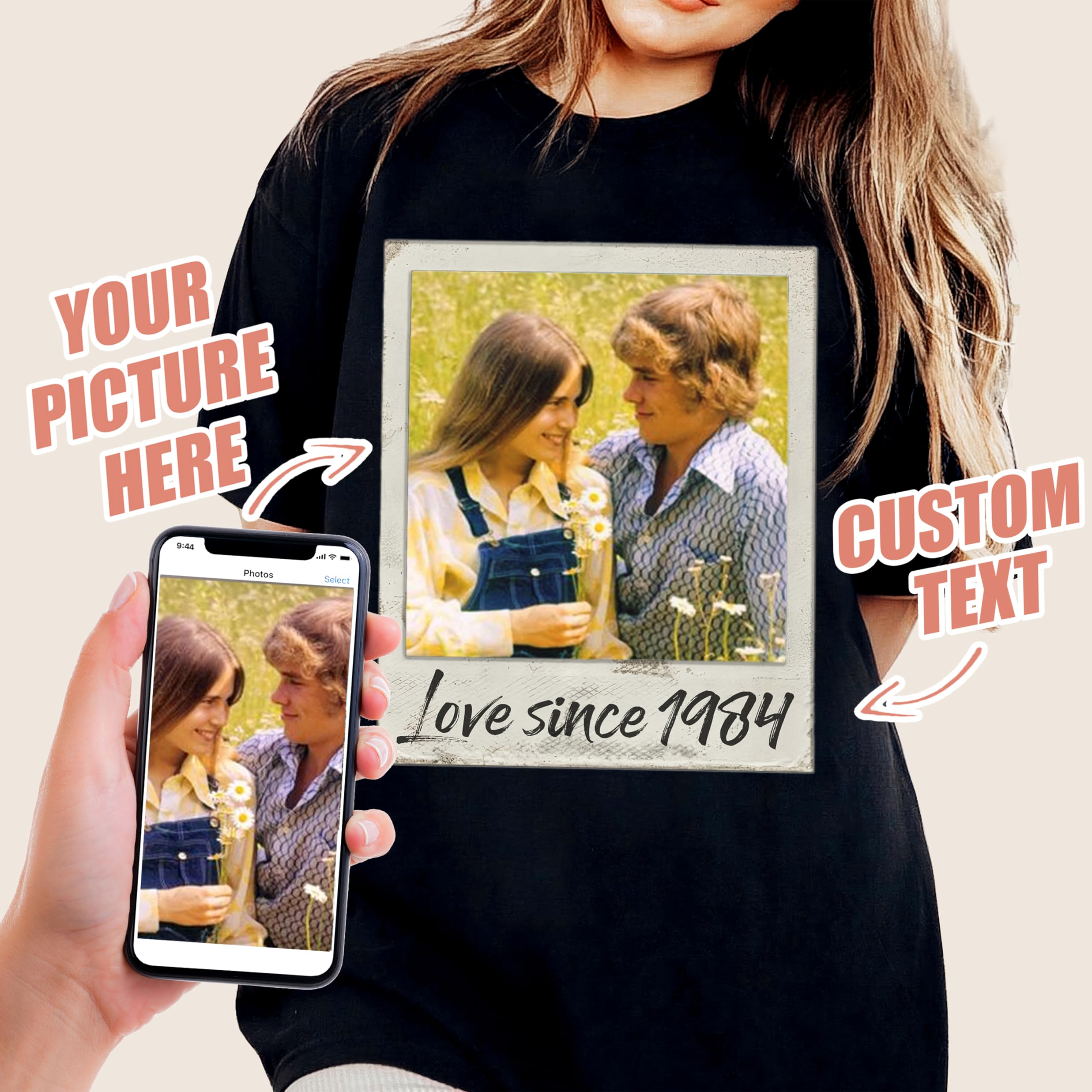 Vintage Custom Photo Shirt - Personalized With Your Own Picture for Men and Women - Valentine's Gift