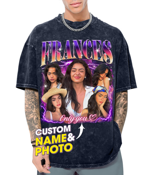Custom Tee Custom Your Own Bootleg Rap Shirt Customized Girlfriend Shirt with Face Photo Graphic Tees Personalized Shirts for Birthday