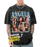 Custom T Shirts for Boyfriend Bootleg Rap Tee Custom Girlfriend Shirt with Vintage Face Photo Customize Graphic Tees Personalized Shirt for Birthday Valentines
