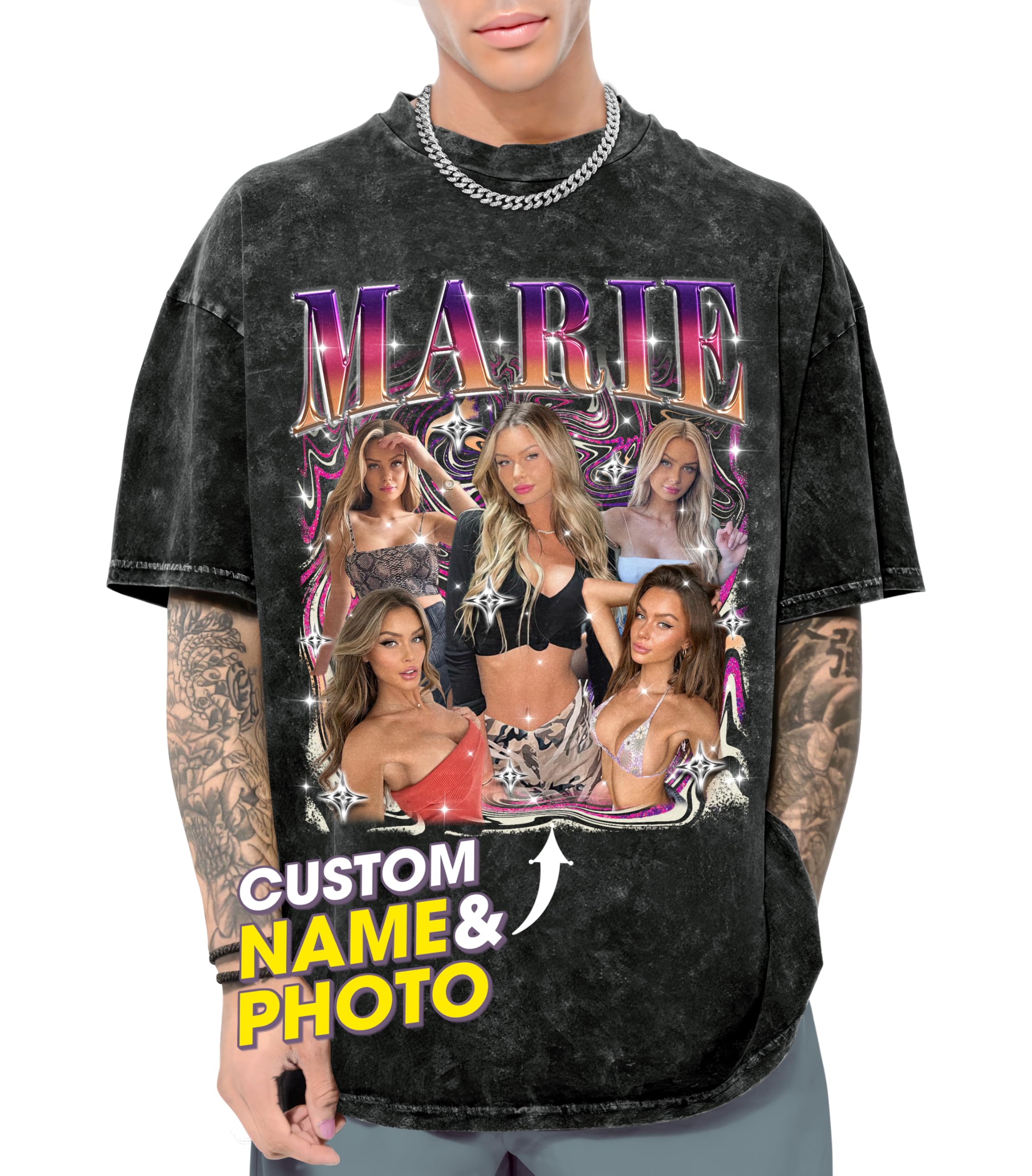 Custom Your Own Bootleg Rap Tee Custom Girlfriend Shirt for Boyfriend Shirts with Face Photo Customize Graphic Tees Personalized Shirts for Birthday Valentines