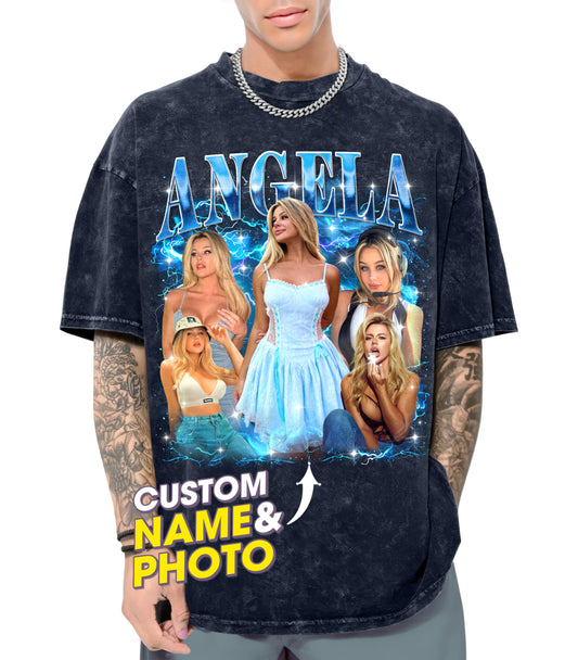 Custom Girlfriend Shirts for Boyfriend Bootleg Rap Tee Custom Face Shirt with Photo Customize Graphic Tees Personalized Shirt for Birthday Valentines