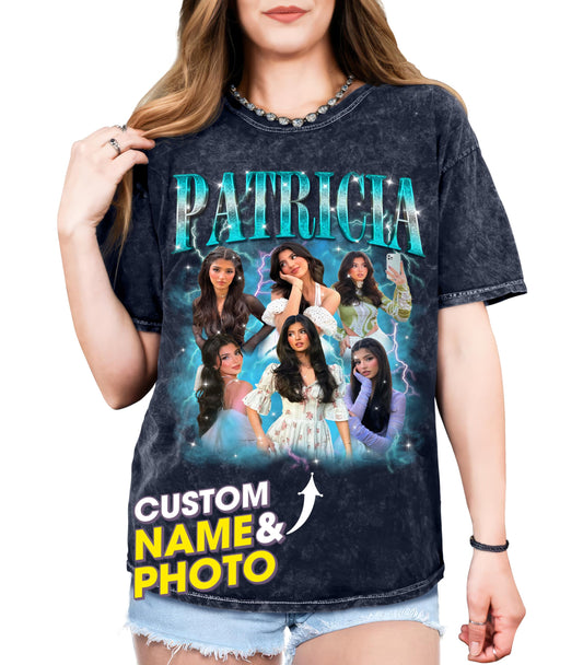 Custom Girlfriend Shirt for Boyfriend Custom Bootleg Rap Tee Shirt with Vintage Face Photo Customize Vintage Tee Personalized Shirts for Birthday Valentines