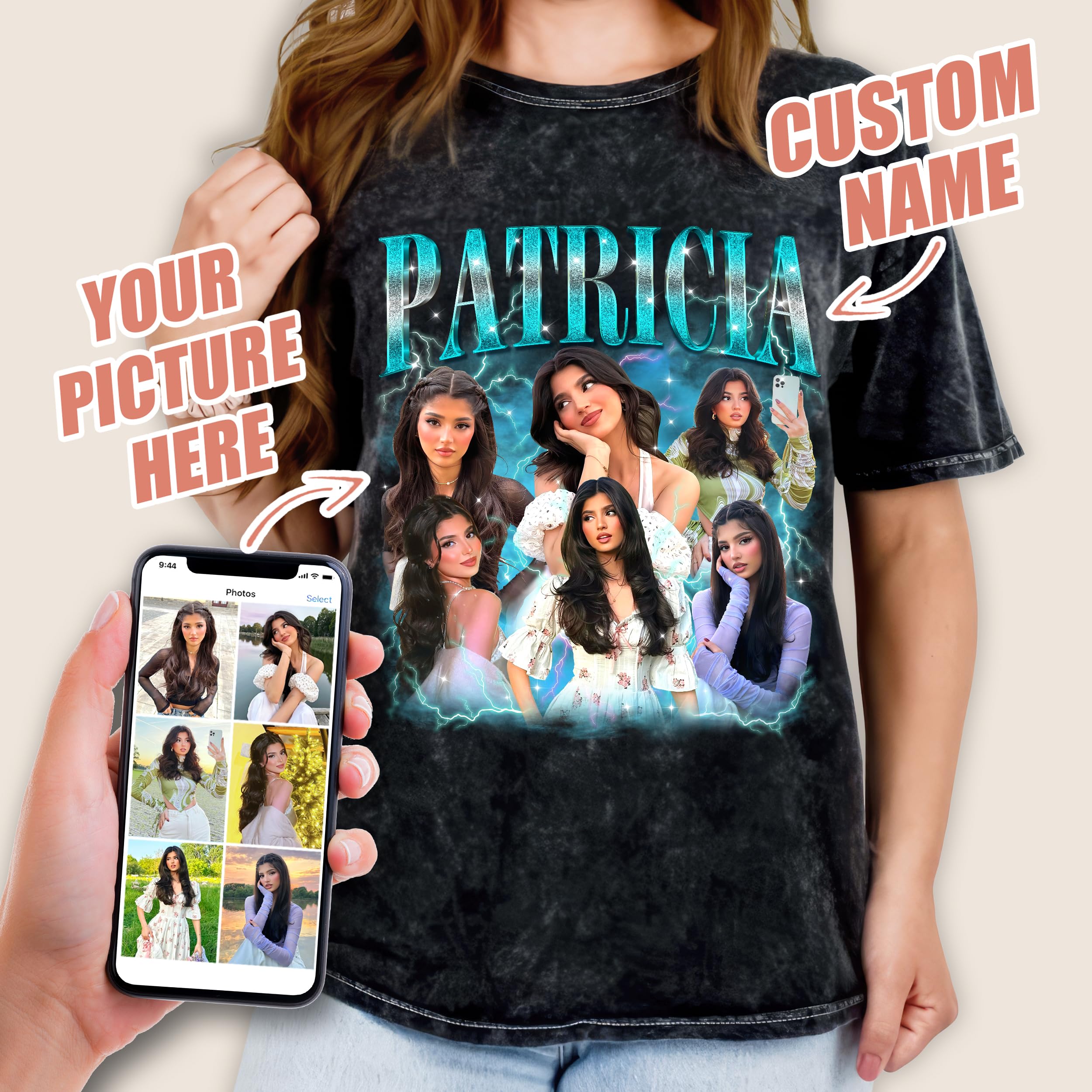 Custom Girlfriend Shirt for Boyfriend Custom Bootleg Rap Tee Shirt with Vintage Face Photo Customize Vintage Tee Personalized Shirts for Birthday Valentines