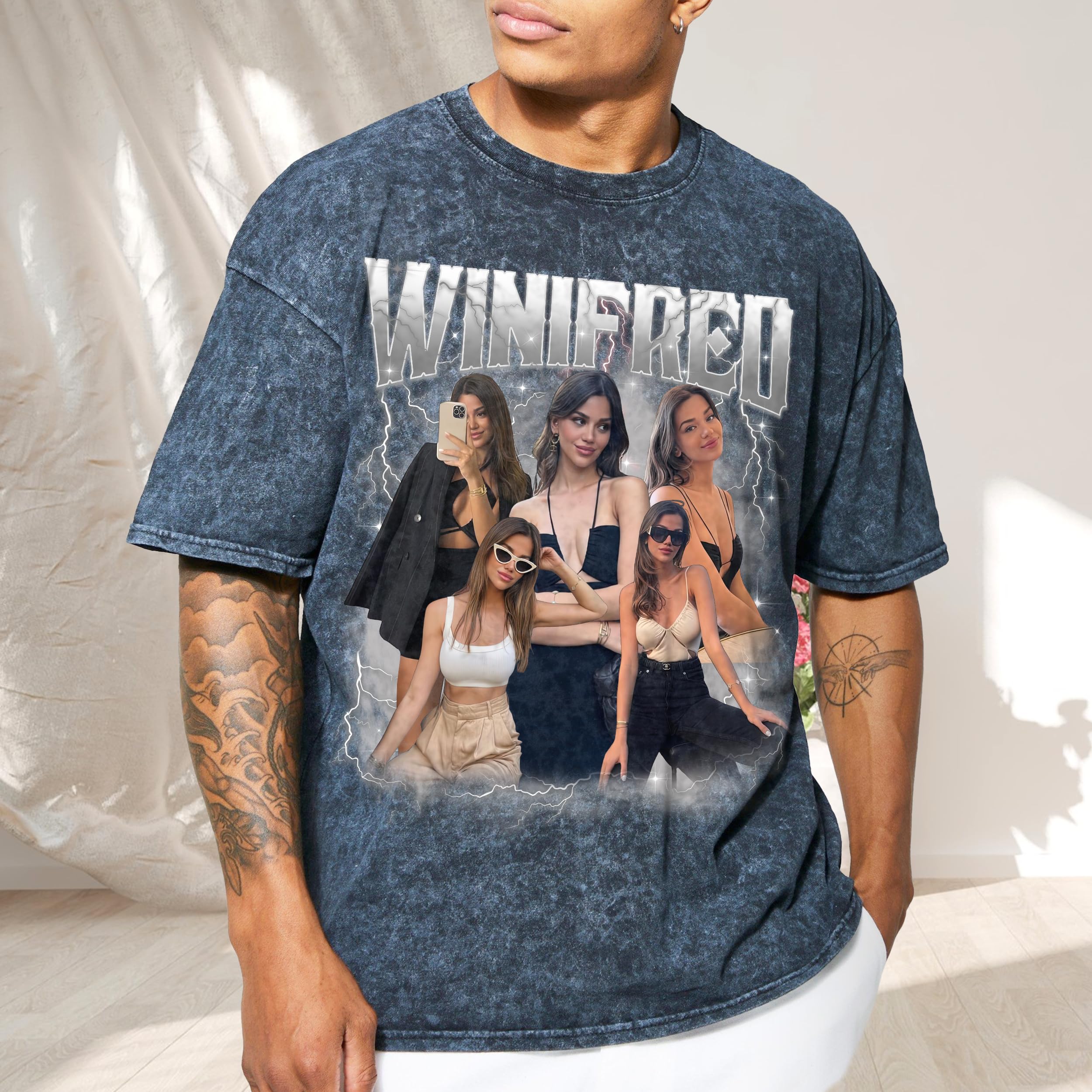 Custom Shirts Bootleg Rap Tee Custom Tshirt for Boyfriend Girfriend Face Shirt with Photo Vintage Washed Tee Customize Graphic Group Tees Personalized Birthday Valentine Gifts
