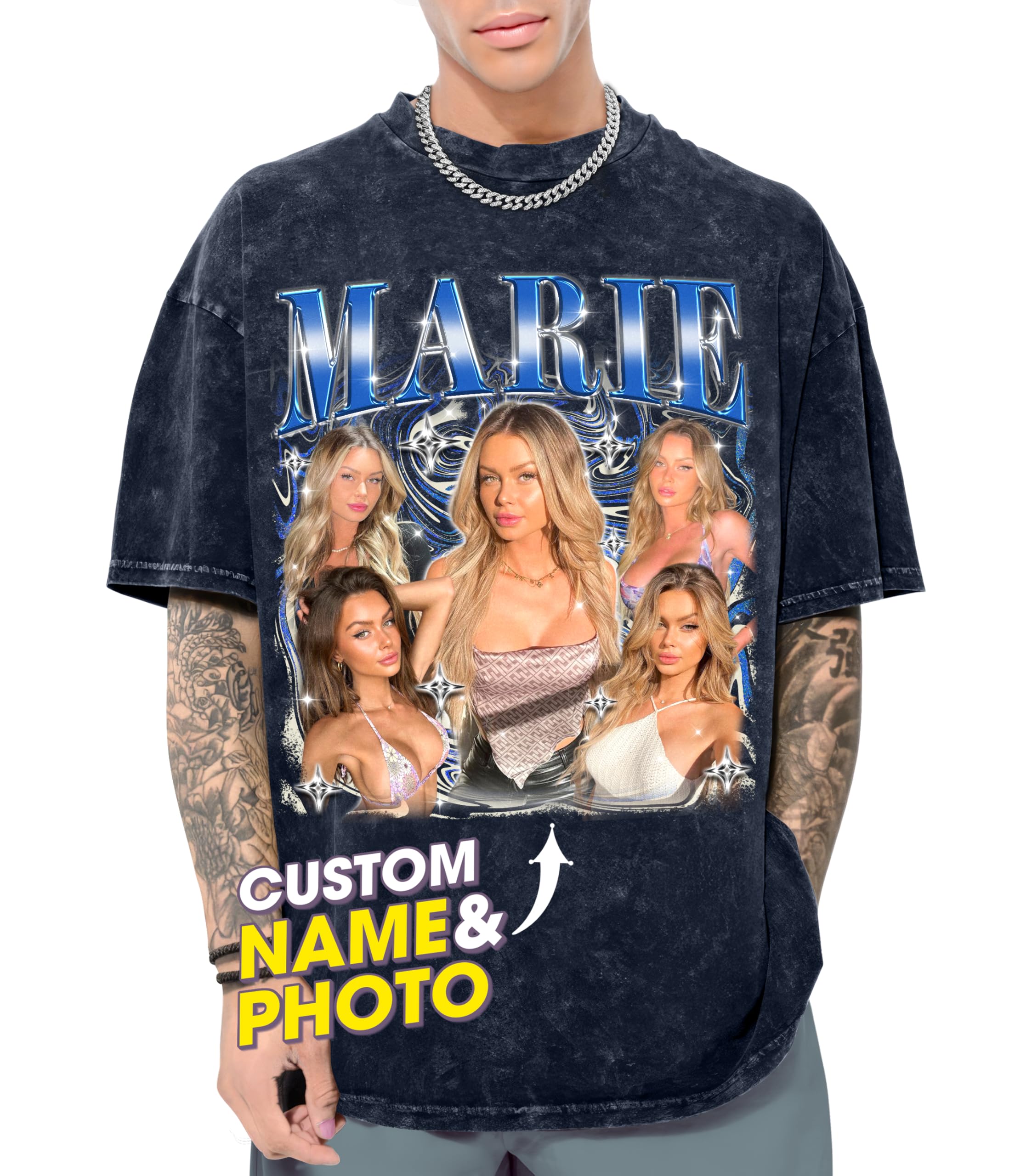 Custom T Shirts Bootleg Rap Tee Custom Girlfriend Shirt for Boyfriend Shirts with Face Photo Vintage Washed Tee Customize Graphic Tees Personalized Shirt for Birthday Valentines Gift