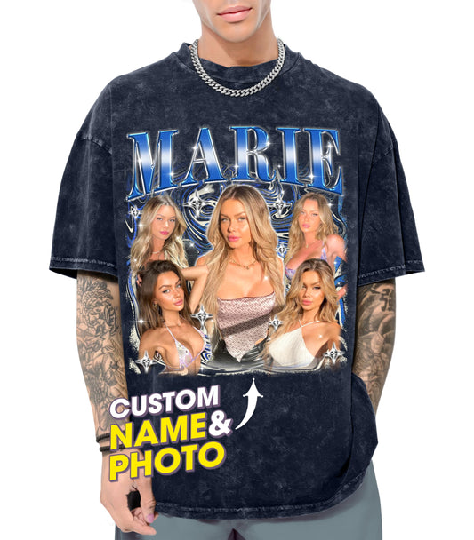 Custom T Shirts Bootleg Rap Tee Custom Girlfriend Shirt for Boyfriend Shirts with Face Photo Vintage Washed Tee Customize Graphic Tees Personalized Shirt for Birthday Valentines Gift