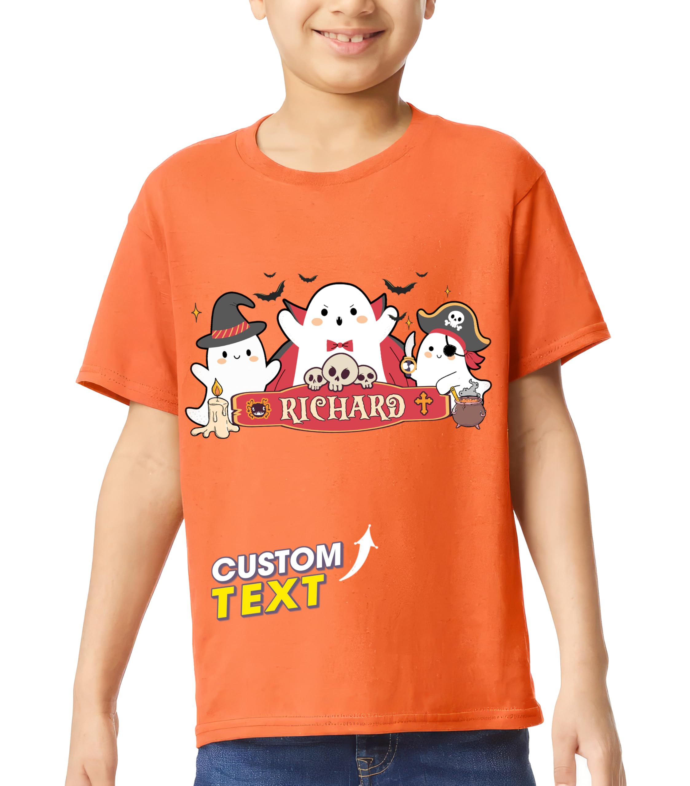 Custom Halloween Kids Shirt Custom Name Little Pumpkin Shirt Boys Witch Youth Costume Girls Shirts Spooky Ghost Tee