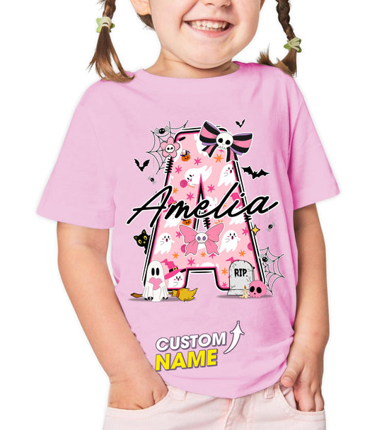 Custom Halloween Kids for Shirt Custom Name Holloween Shirts Pumpkin Boys Girls Shirt Witch Youth Costume Girls Shirts Spooky Ghost Tee