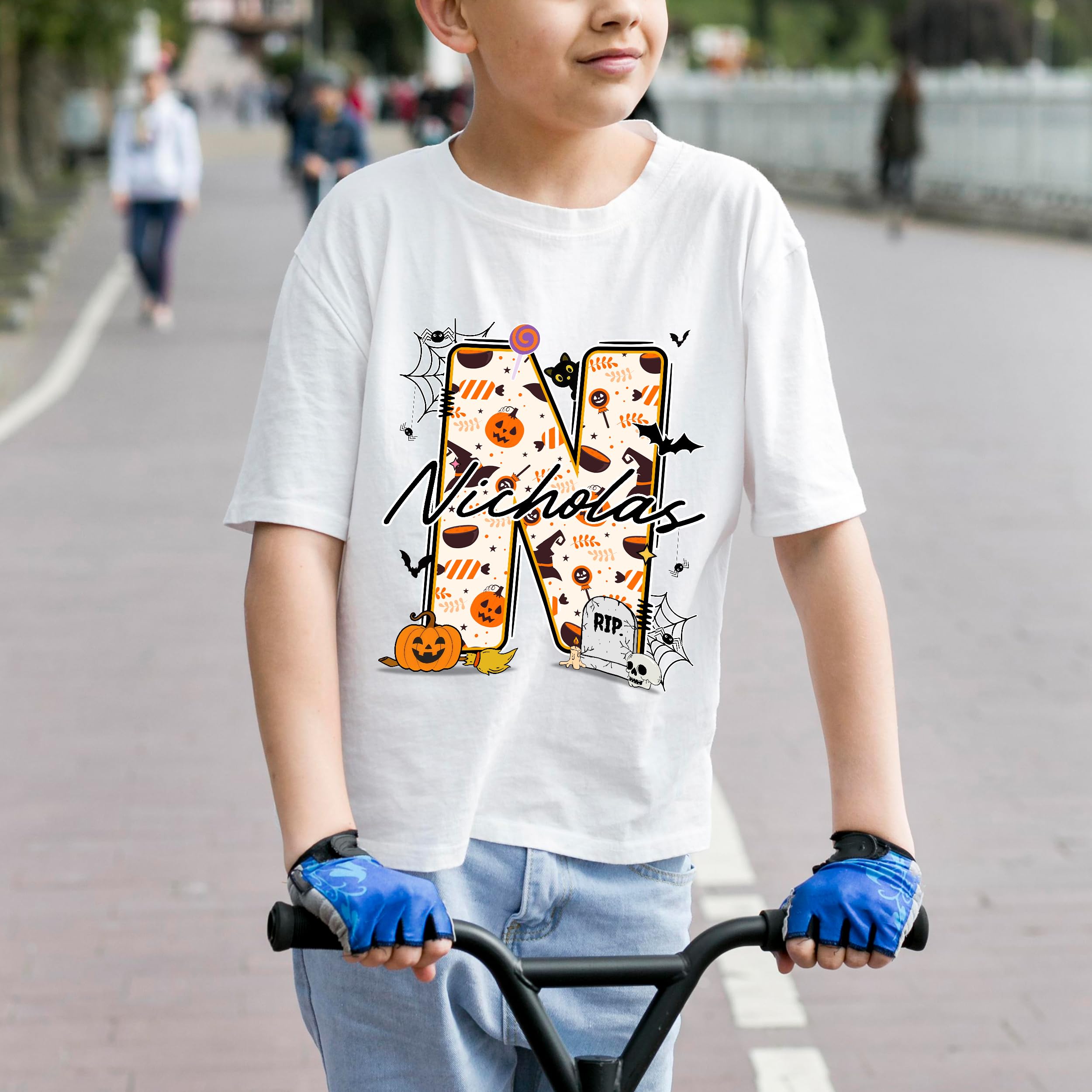 Custom Halloween Kids for Shirt Custom Name Holloween Shirts Pumpkin Boys Girls Shirt Witch Youth Costume Girls Shirts Spooky Ghost Tee