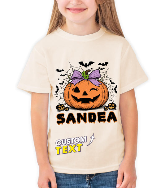 Halloween Shirts for Kids Custom Name Holloween Shirts Pumpkin Boys Girls Shirt Youth Costume Girls Shirt Spooky Ghost Tee