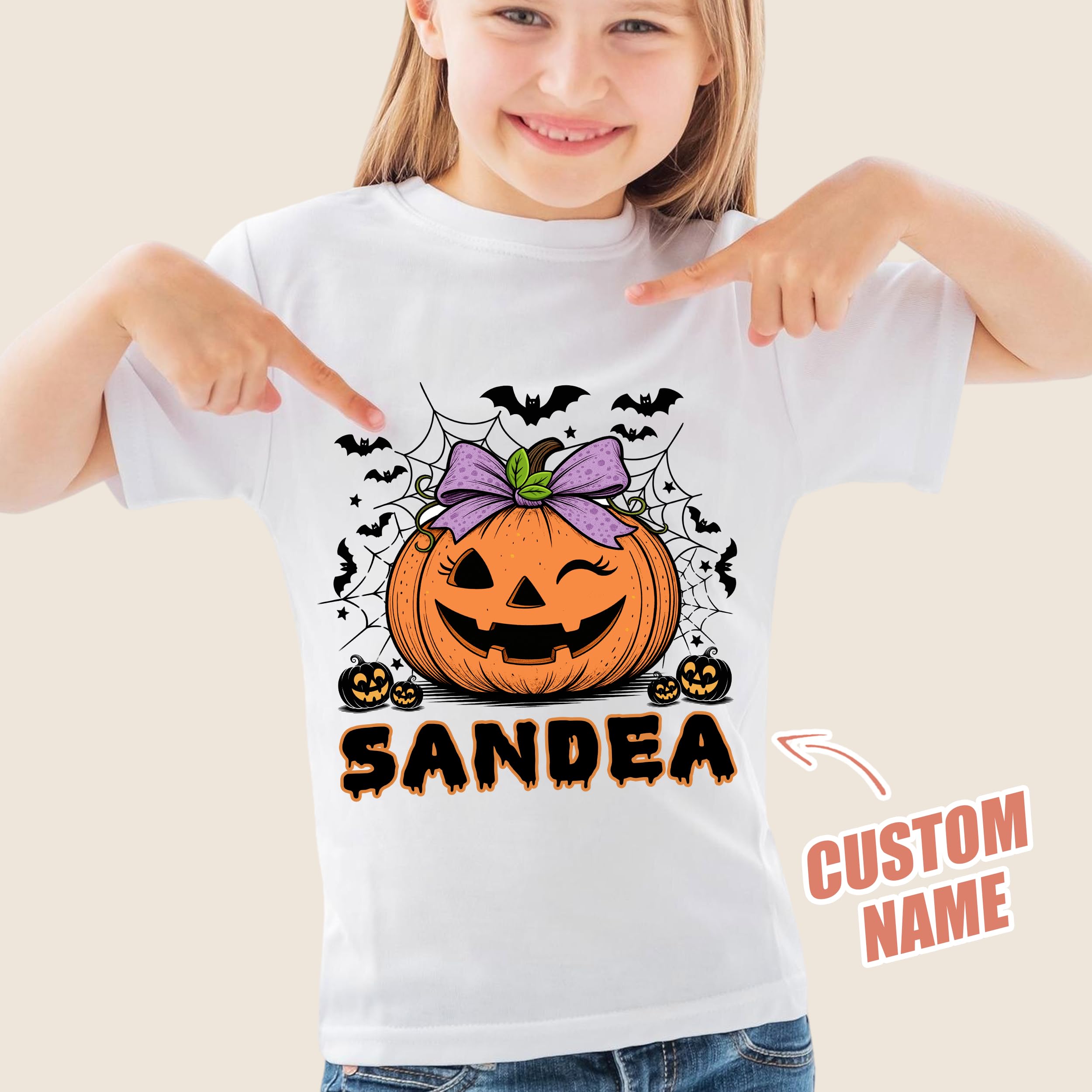 Halloween Shirts for Kids Custom Name Holloween Shirts Pumpkin Boys Girls Shirt Youth Costume Girls Shirt Spooky Ghost Tee
