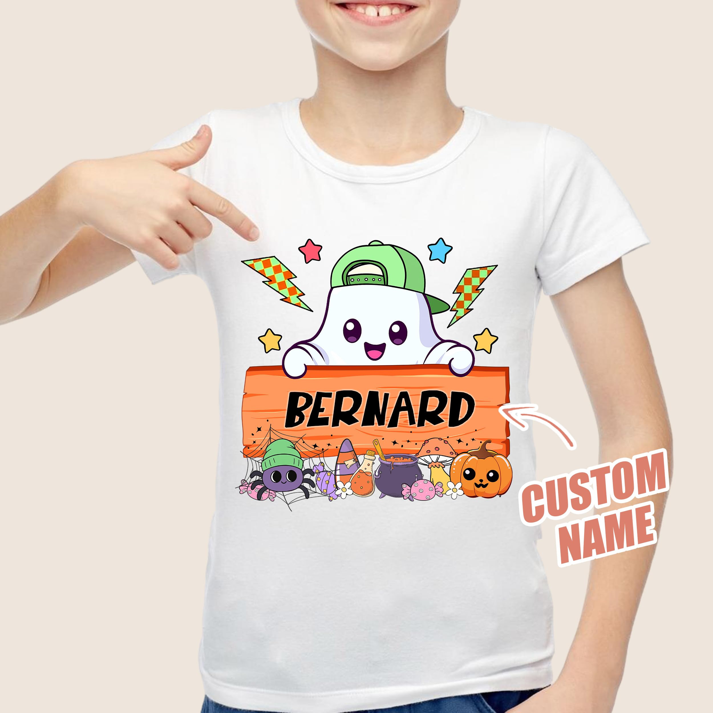 Custom Halloween Kids for Shirt Custom Name Holloween Shirts Pumpkin Boys Girls Shirt Youth Costume Girls Shirts Spooky Ghost Tee