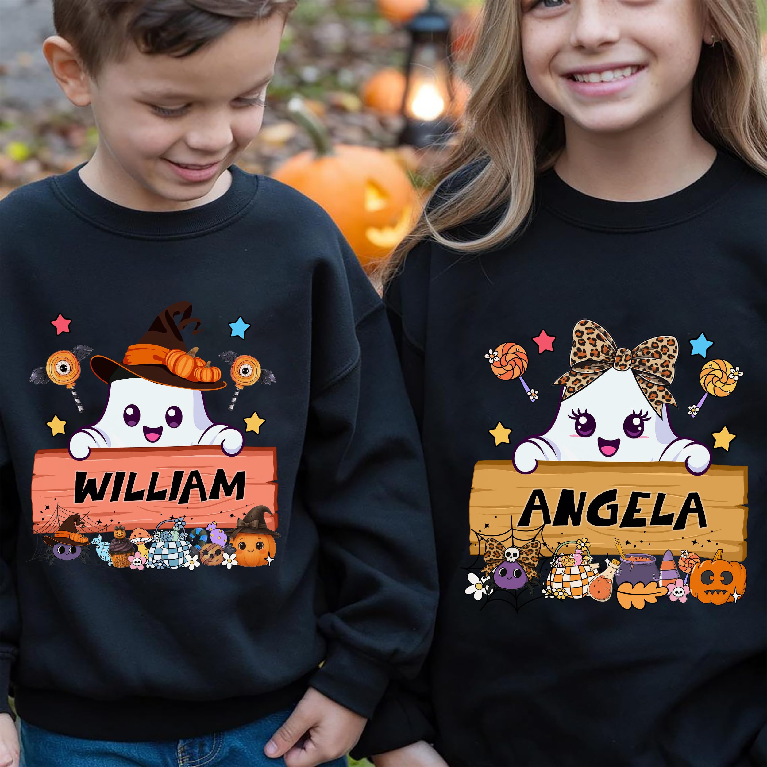 Custom Halloween Kids for Shirt Custom Name Holloween Shirts Pumpkin Boys Girls Shirt Youth Costume Girls Shirts Spooky Ghost Tee