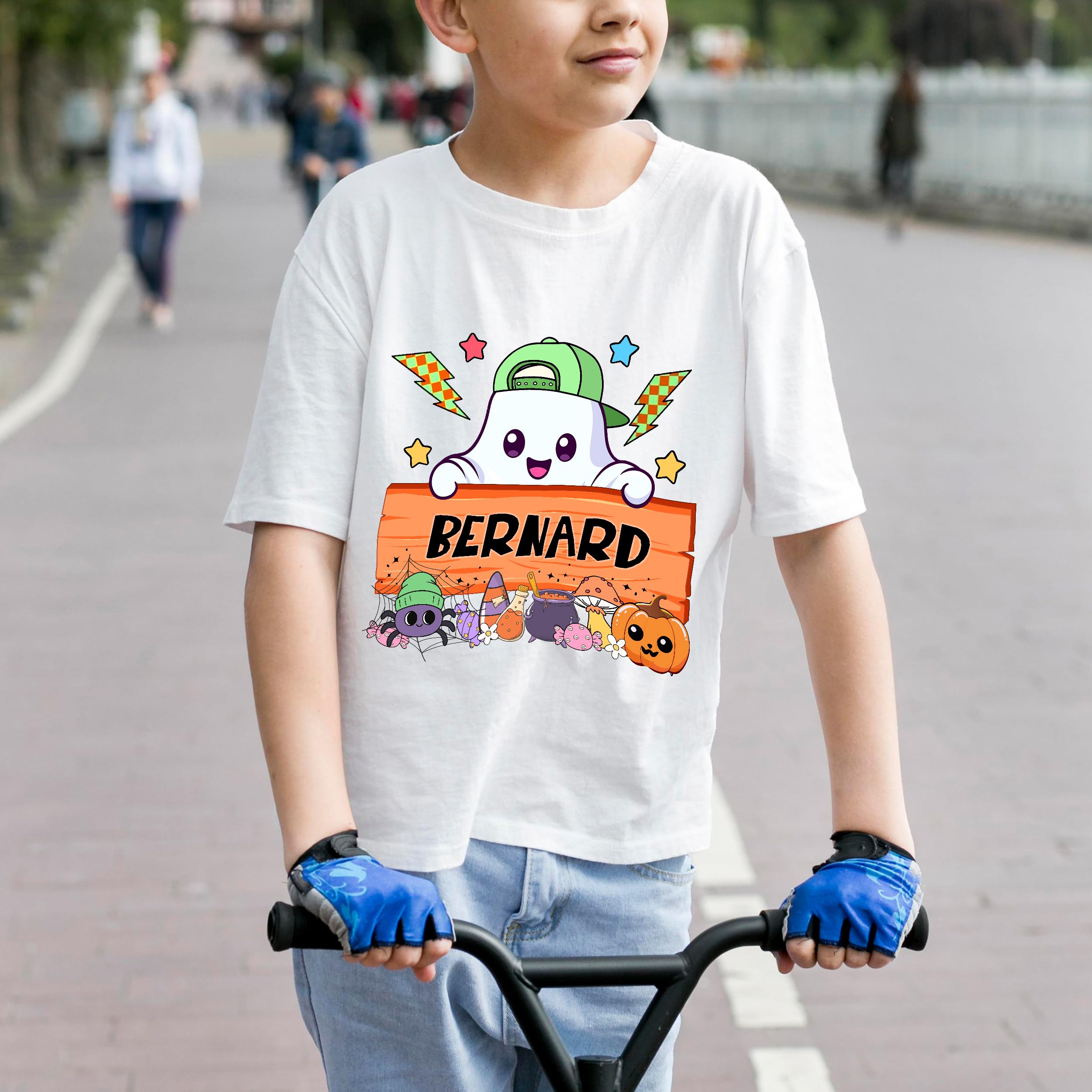 Custom Halloween Kids for Shirt Custom Name Holloween Shirts Pumpkin Boys Girls Shirt Youth Costume Girls Shirts Spooky Ghost Tee