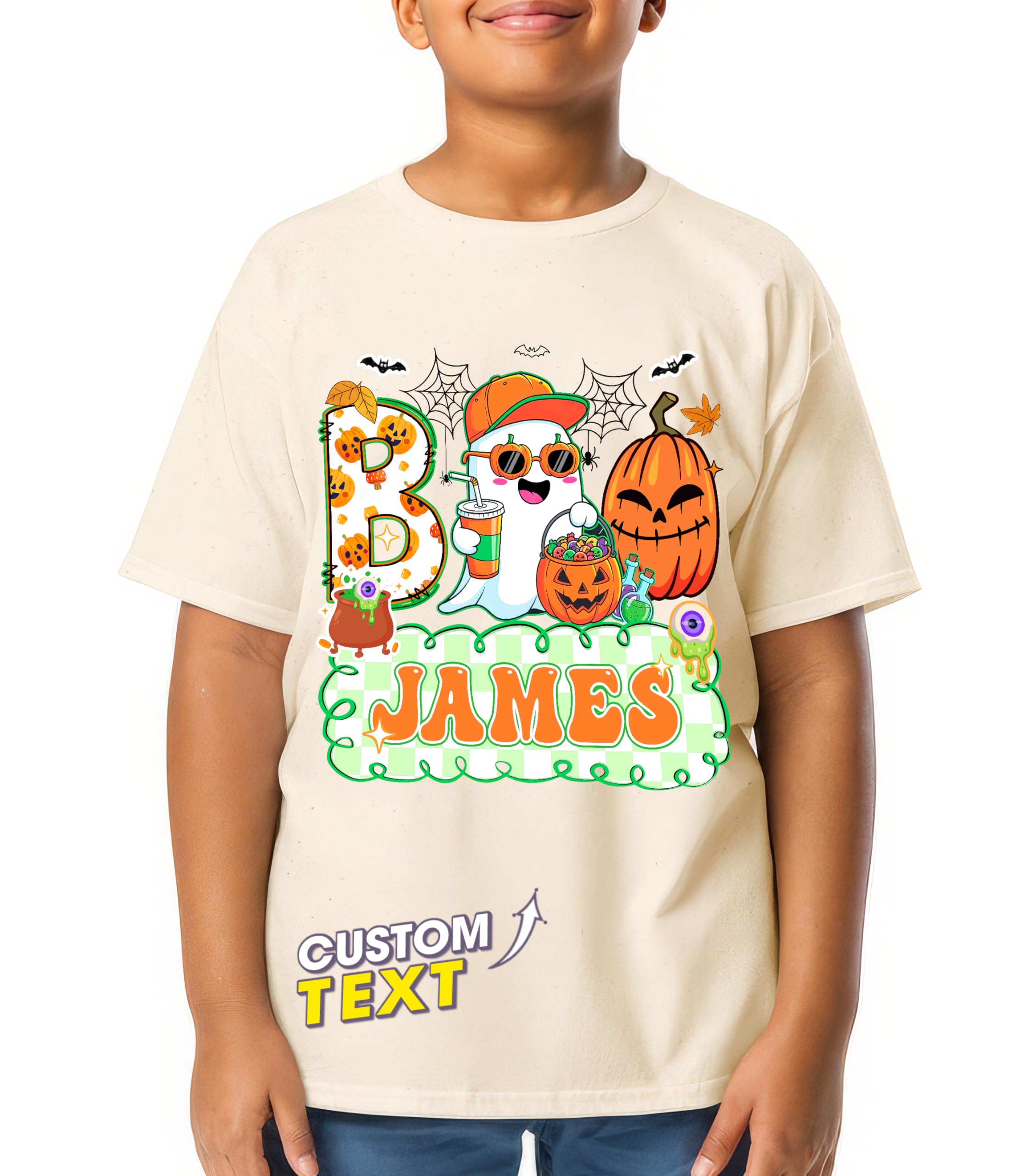 Personalized Halloween Shirts for Kids Halloween Custom Name Little Pumpkin Witch Youth Costume Shirt Spooky Ghost Tee