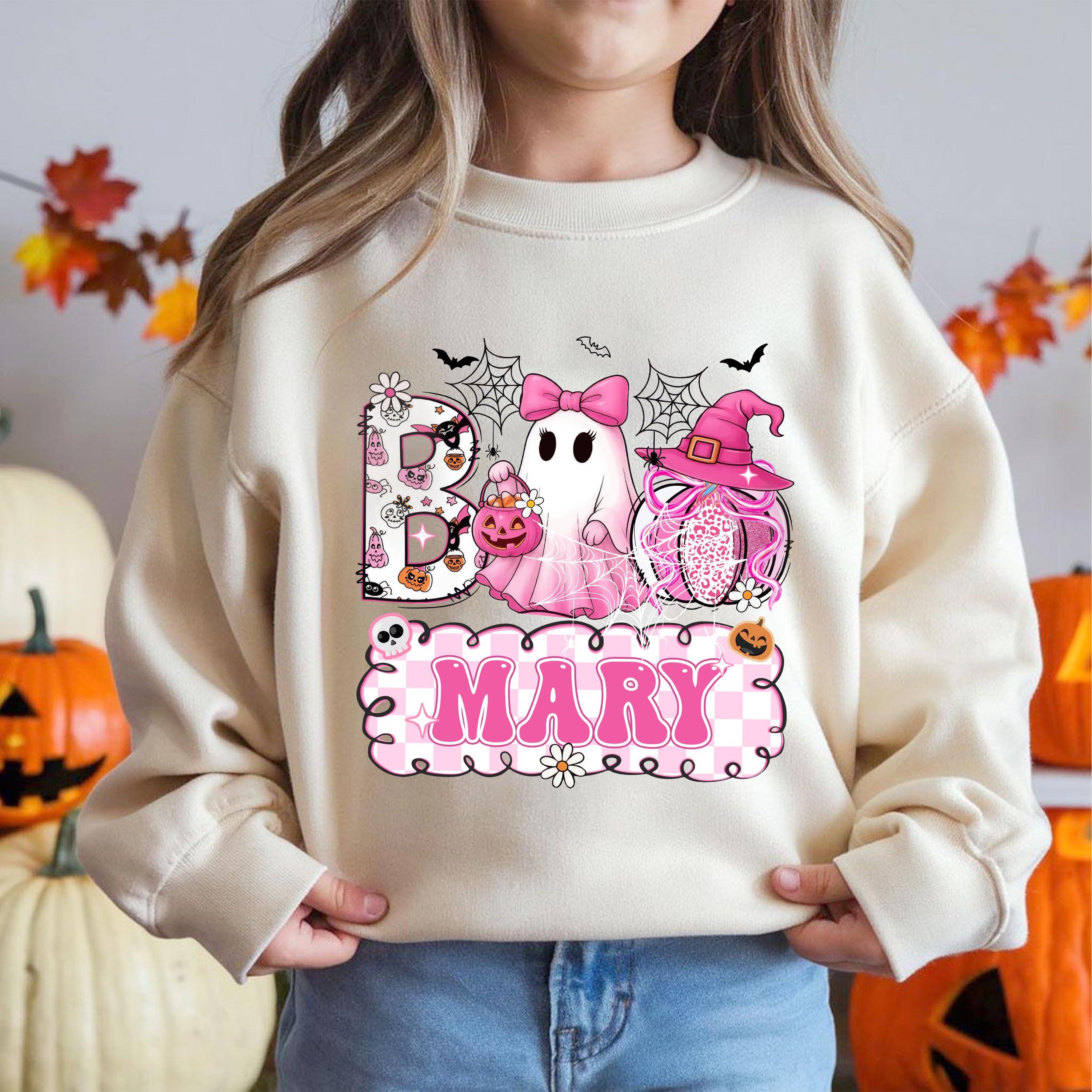 Personalized Halloween Shirts for Kids Halloween Custom Name Little Pumpkin Witch Youth Costume Shirt Spooky Ghost Tee