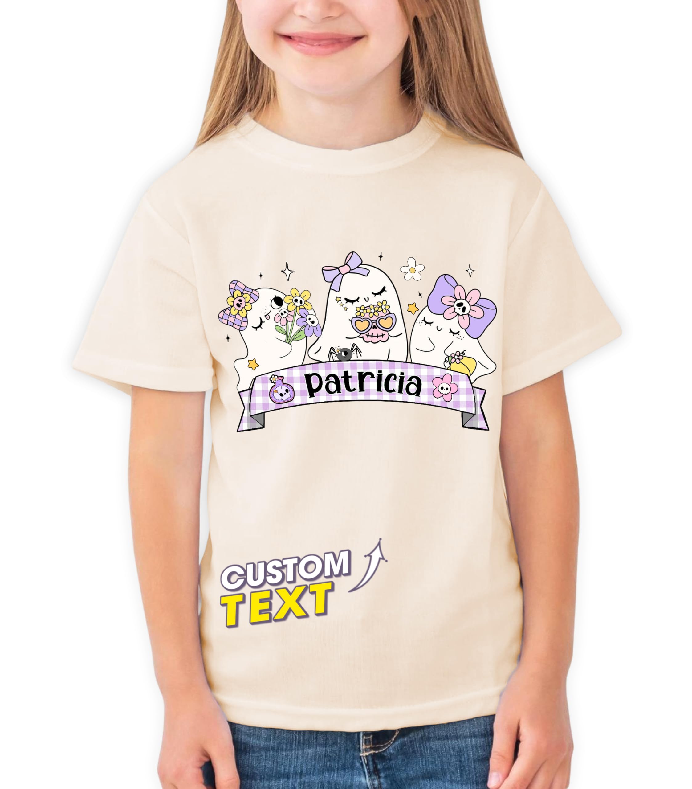 Personalized Halloween Shirt for Kids Custom Name Little Pumpkin Shirt Boys Halloween Tshirts Kids Girls Spooky Ghost Tee