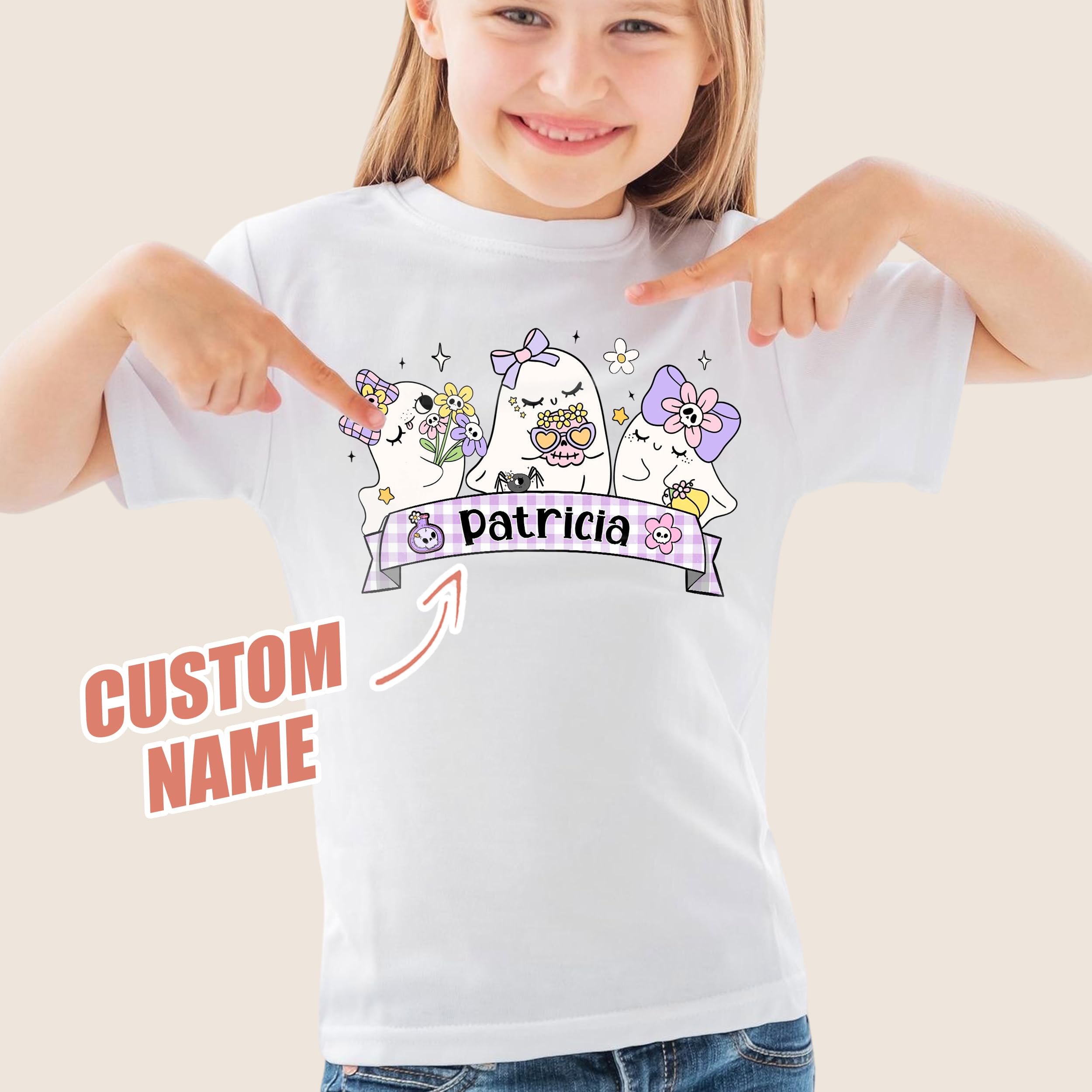 Personalized Halloween Shirt for Kids Custom Name Little Pumpkin Shirt Boys Halloween Tshirts Kids Girls Spooky Ghost Tee