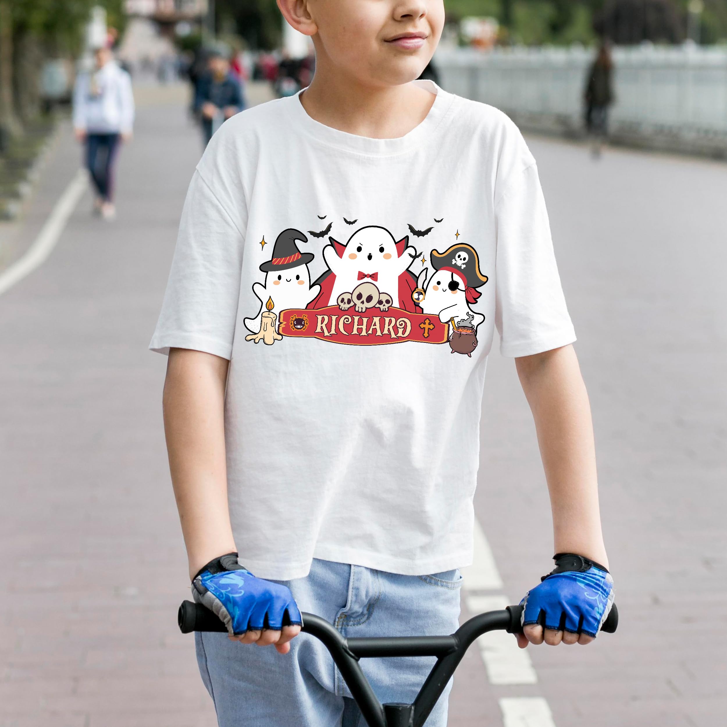 Personalized Halloween Shirt for Kids Custom Name Little Pumpkin Shirt Boys Halloween Tshirts Kids Girls Spooky Ghost Tee