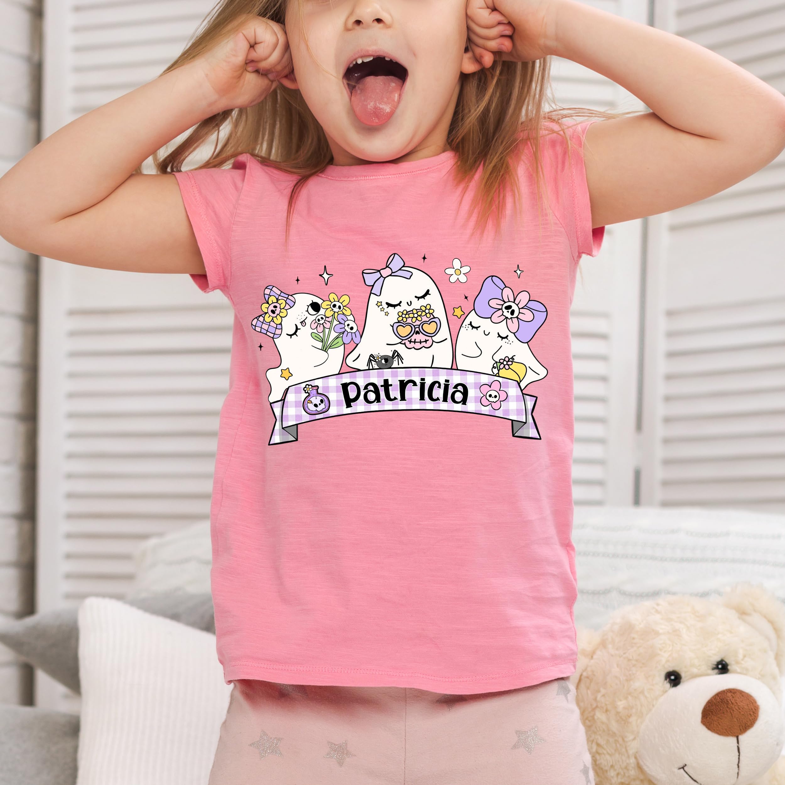 Personalized Halloween Shirt for Kids Custom Name Little Pumpkin Shirt Boys Halloween Tshirts Kids Girls Spooky Ghost Tee