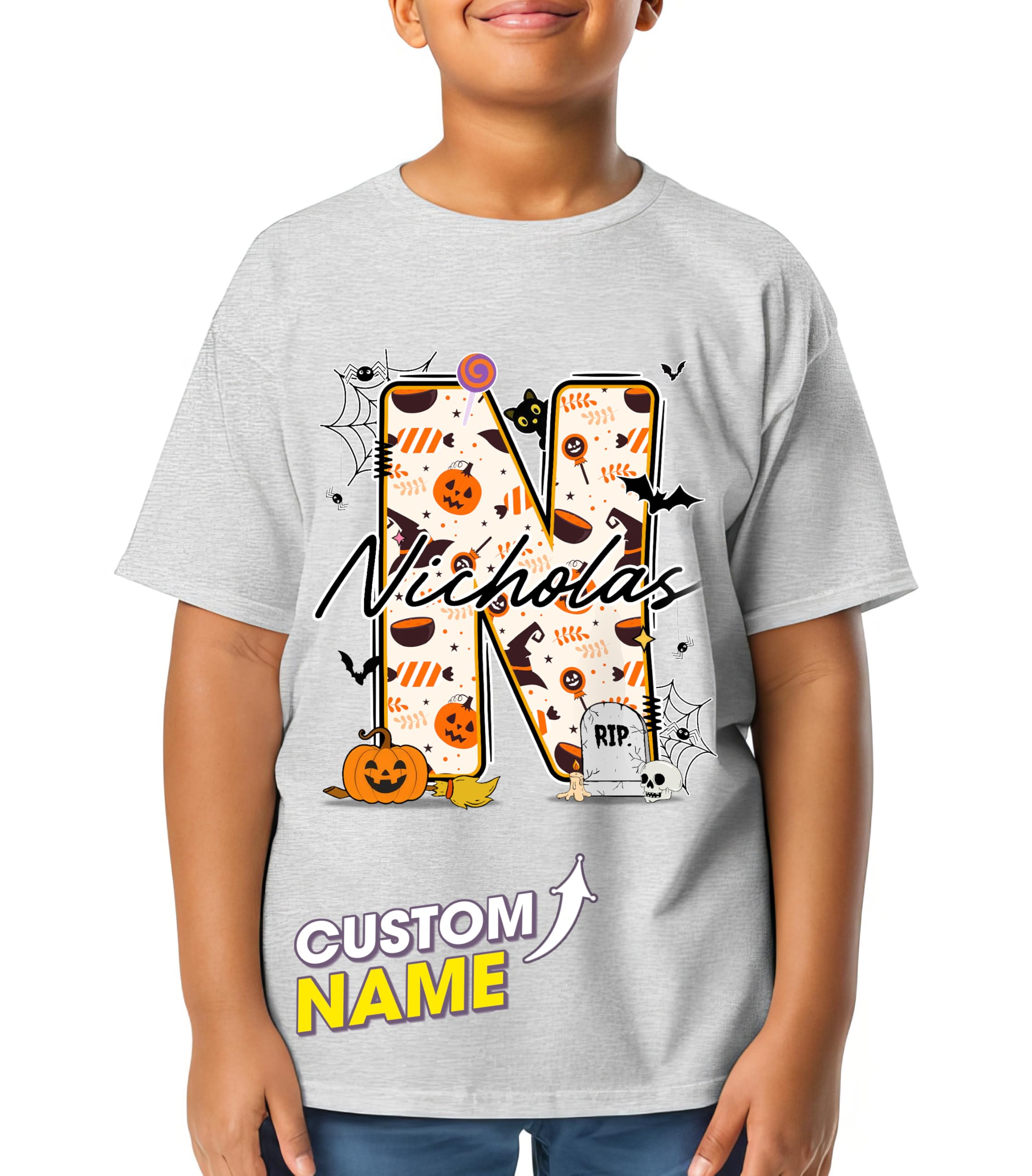Custom Halloween Kids for Shirt Custom Name Little Pumpkin Shirt Boys Witch Youth Costume Girls Shirts Spooky Ghost Boo Tee