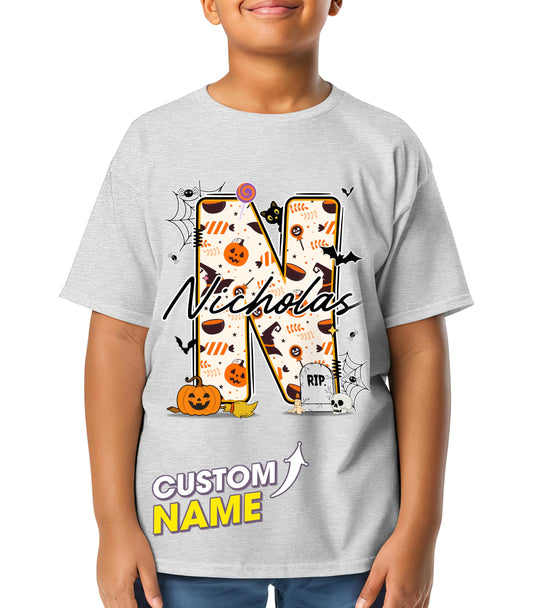 Custom Halloween Kids for Shirt Custom Name Little Pumpkin Shirt Boys Witch Youth Costume Girls Shirts Spooky Ghost Boo Tee