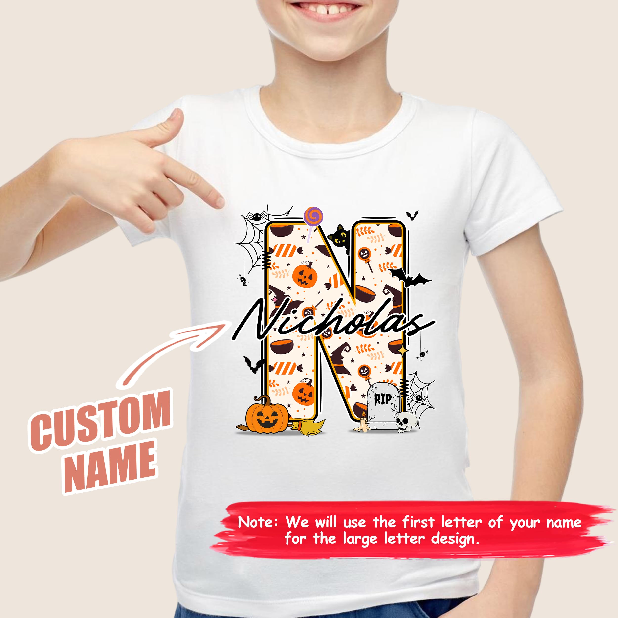 Custom Halloween Kids for Shirt Custom Name Little Pumpkin Shirt Boys Witch Youth Costume Girls Shirts Spooky Ghost Boo Tee