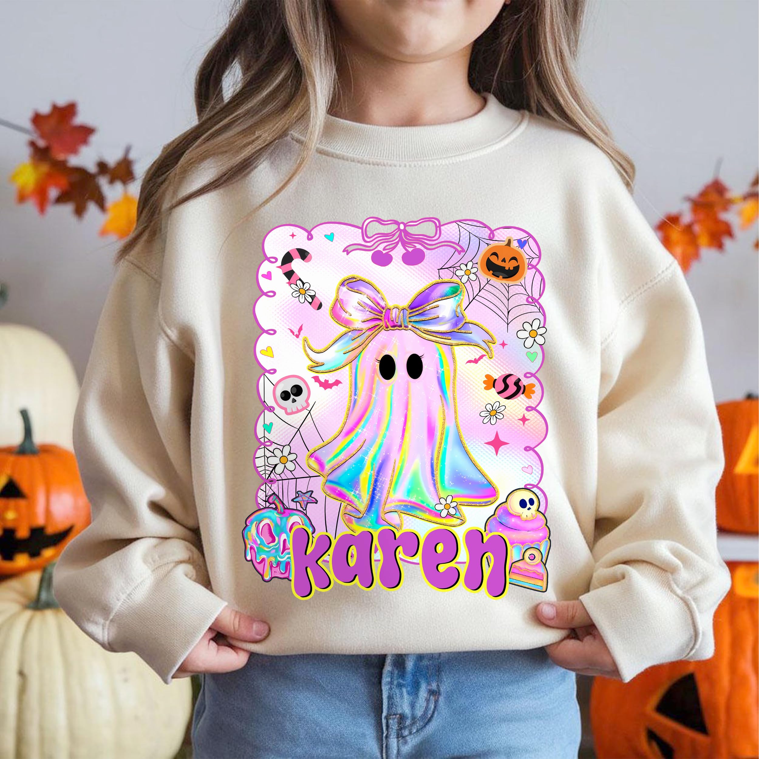 Custom Halloween Shirt for Kids Custom Name Holloween Shirts Pumpkin Boys Girls Shirt Youth Costume Girls Shirts Spooky Ghost Tee