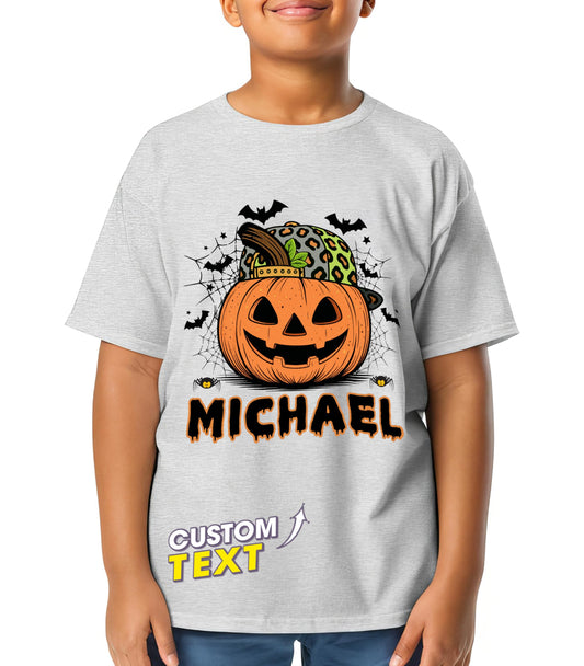 Custom Halloween Shirts for Kids Custom Name Holloween Shirts Pumpkin Boys Girls Shirt Youth Costume Girls Shirt Spooky Tee