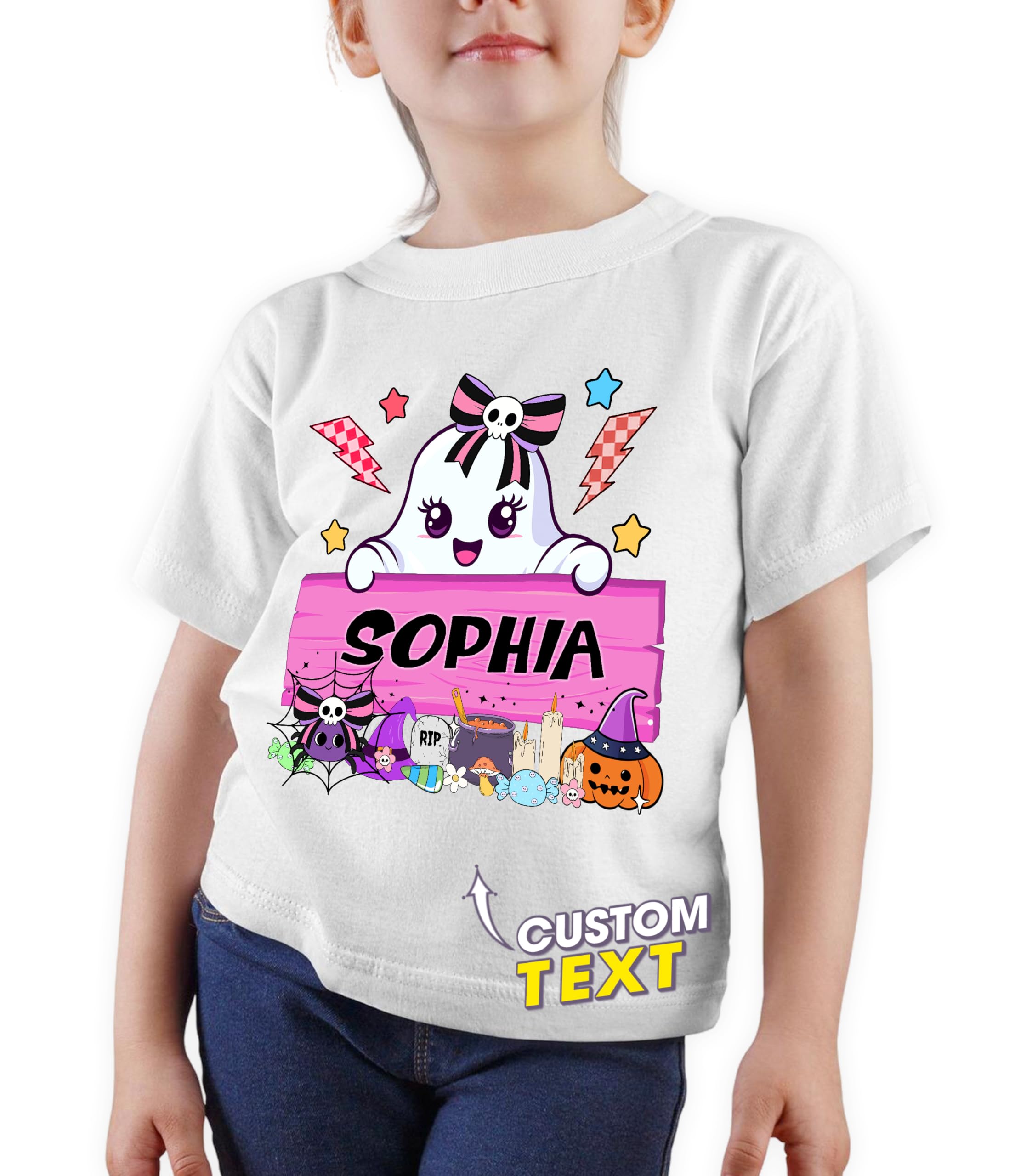 Custom Halloween Kids Shirt Custom Name Boy Girls Halloween Shirt Little Pumpkin Shirts Witch Youth Costume Girls Shirts Spooky Ghost Tee