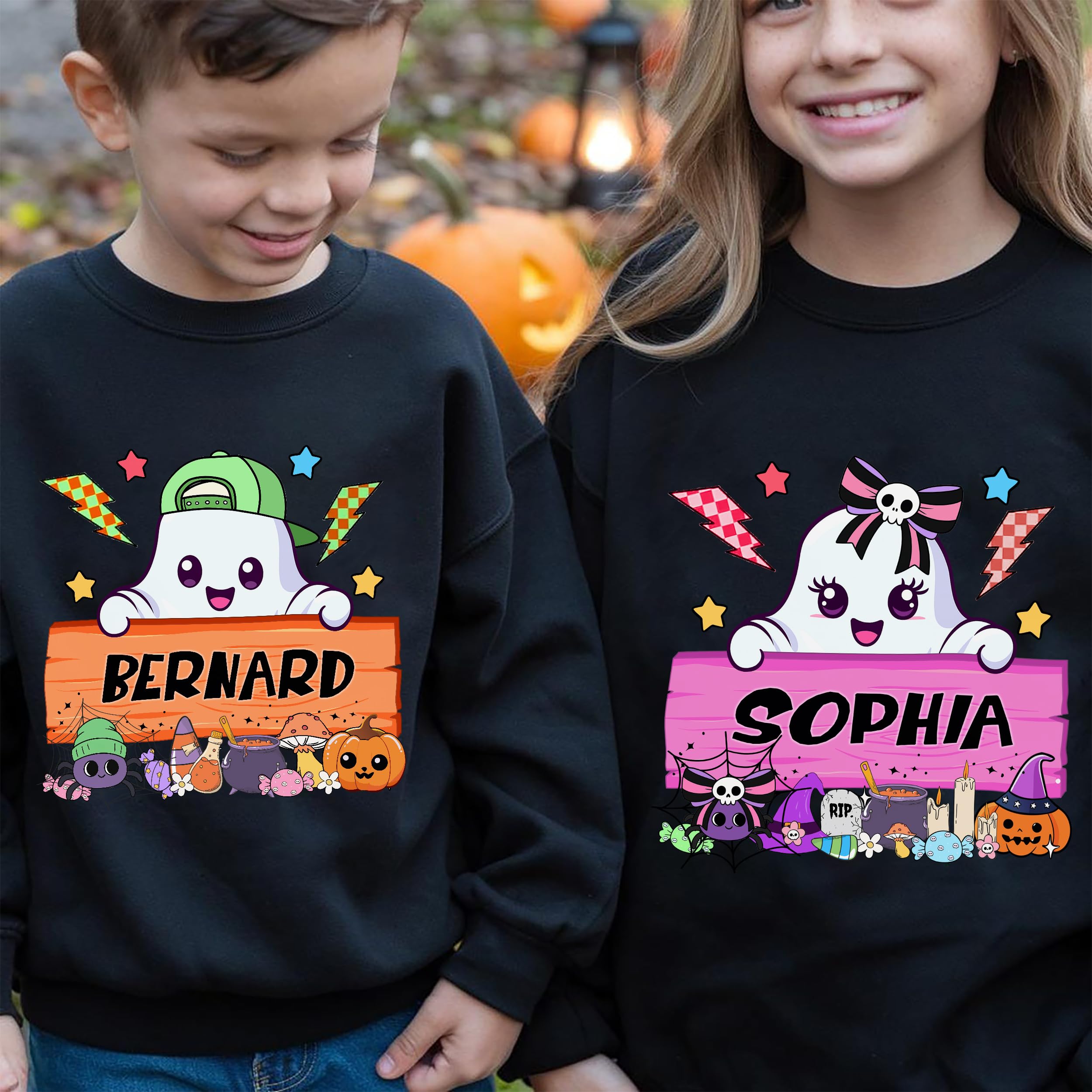 Custom Halloween Kids Shirt Custom Name Boy Girls Halloween Shirt Little Pumpkin Shirts Witch Youth Costume Girls Shirts Spooky Ghost Tee