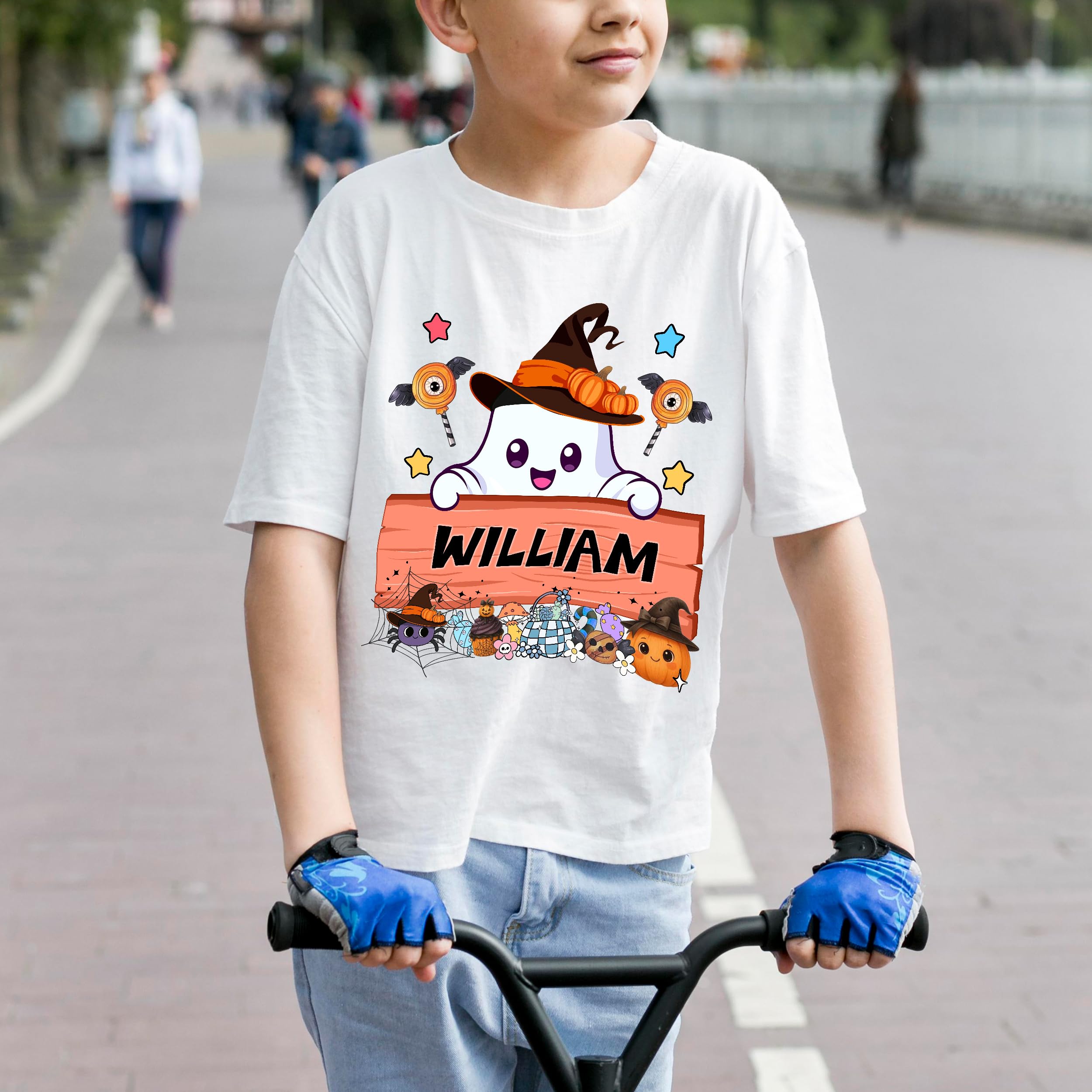Custom Halloween Kids Shirt Custom Name Boy Girls Halloween Shirt Little Pumpkin Shirts Witch Youth Costume Girls Shirts Spooky Ghost Tee