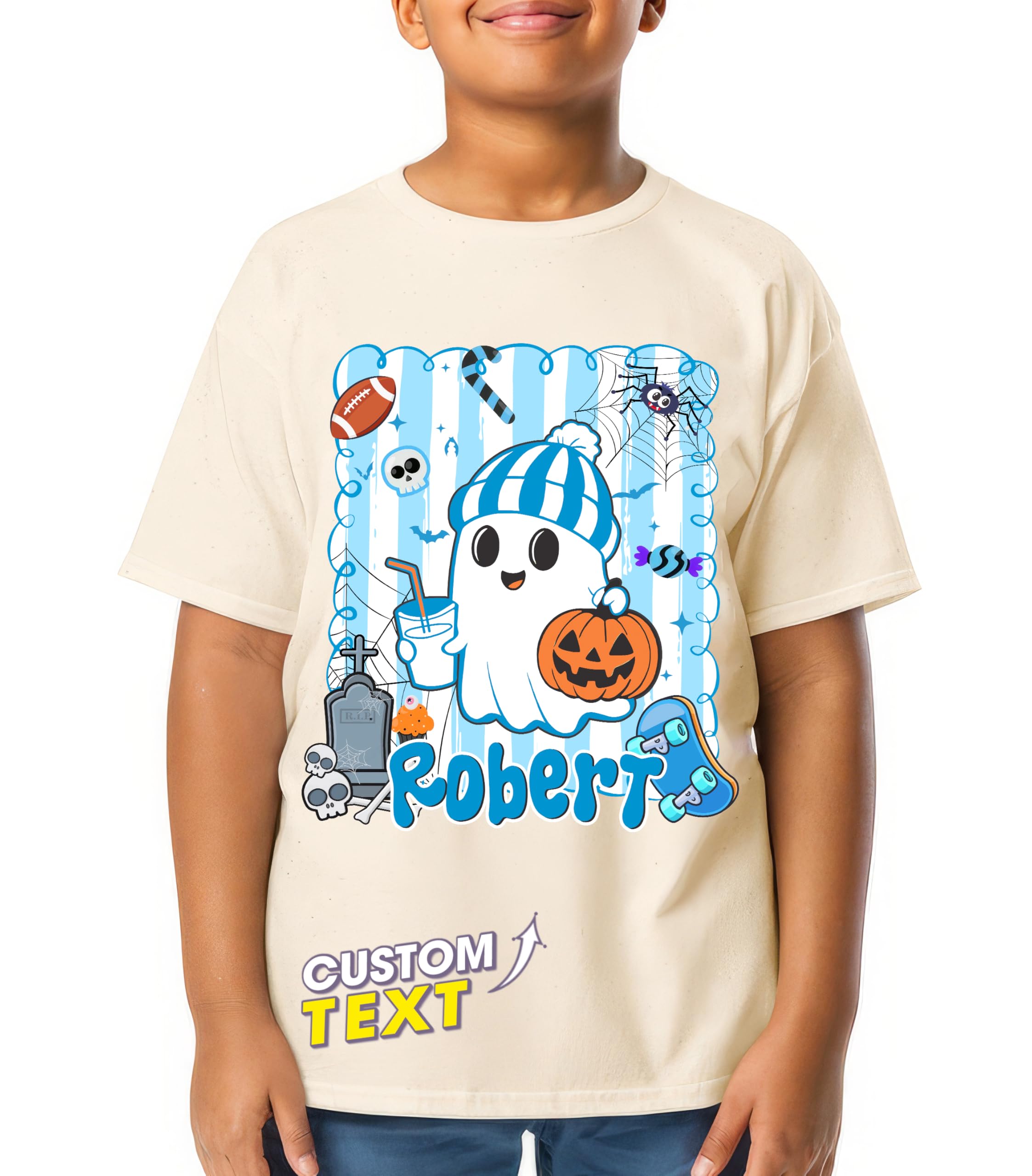 Custom Halloween Shirts for Kid Custom Name Little Pumpkin Shirt Boys Witch Youth Costume Girls Shirts Spooky Ghost Boo Tee